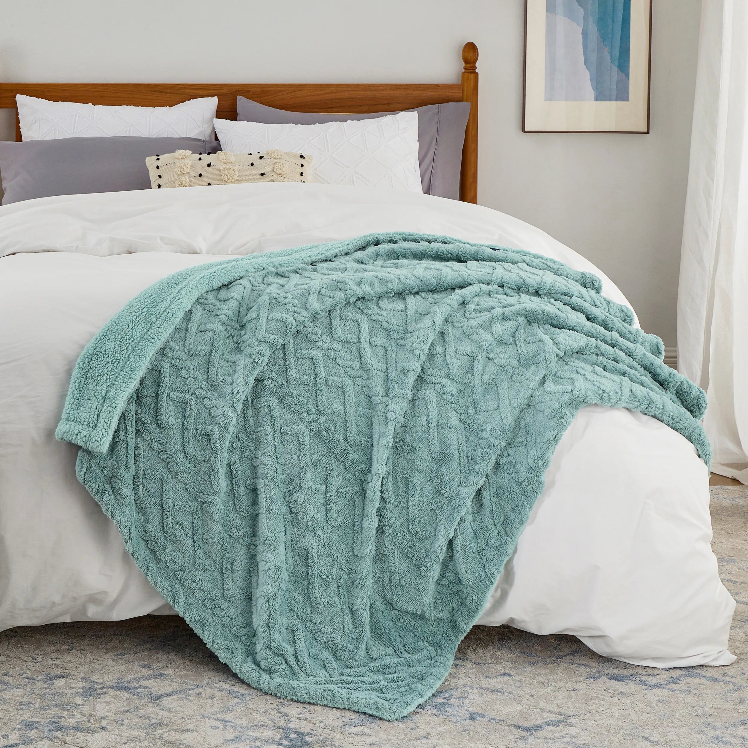 Cozy Sherpa Throw Blanket for Couch