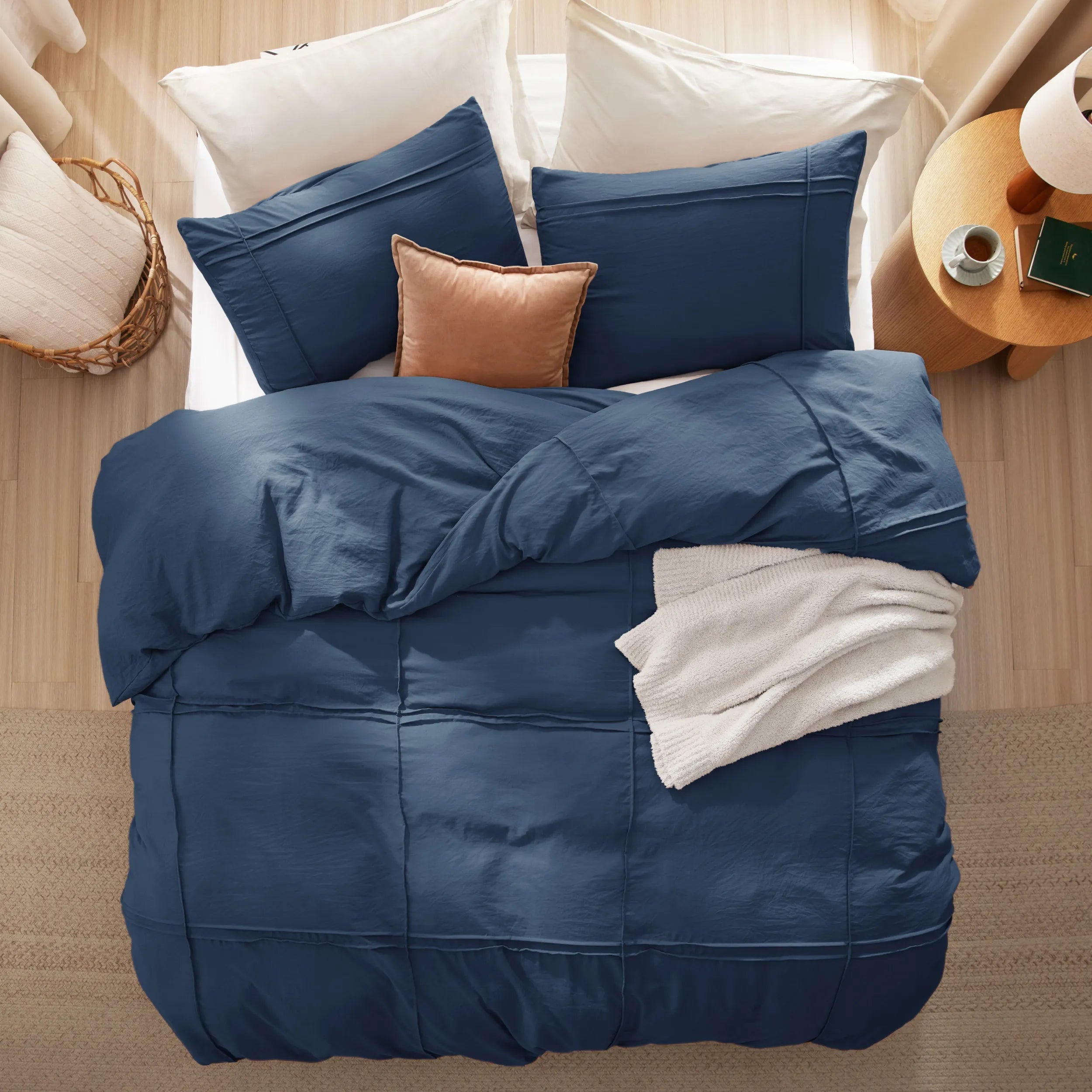 Striped Tufted Embroidered Duvet Cover Set