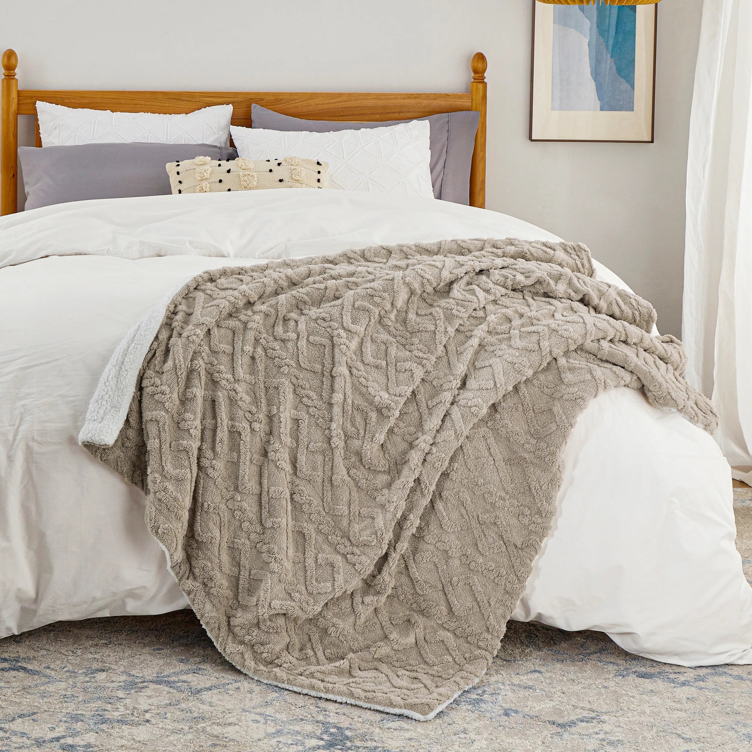 Cozy Sherpa Throw Blanket for Couch