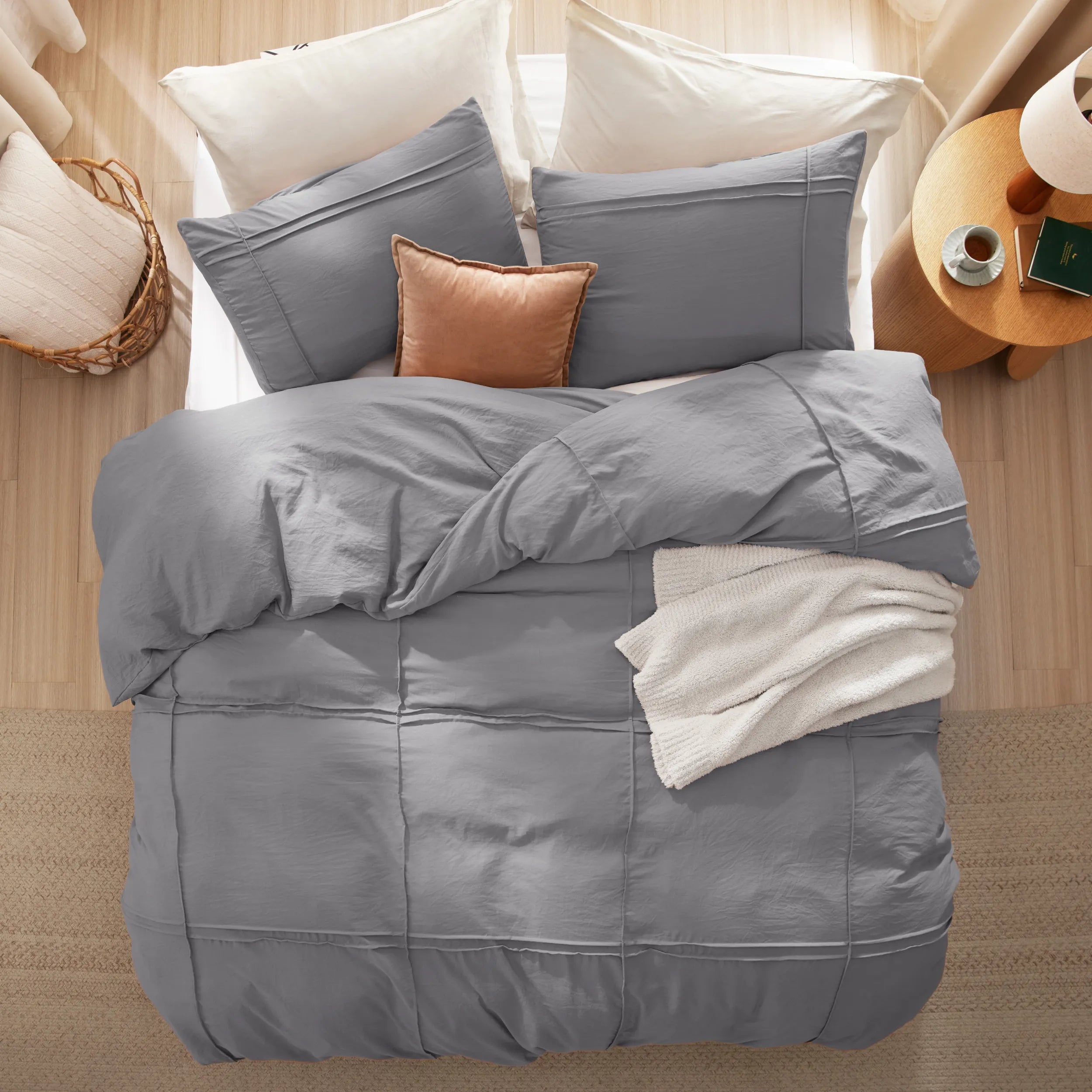 Striped Tufted Embroidered Duvet Cover Set