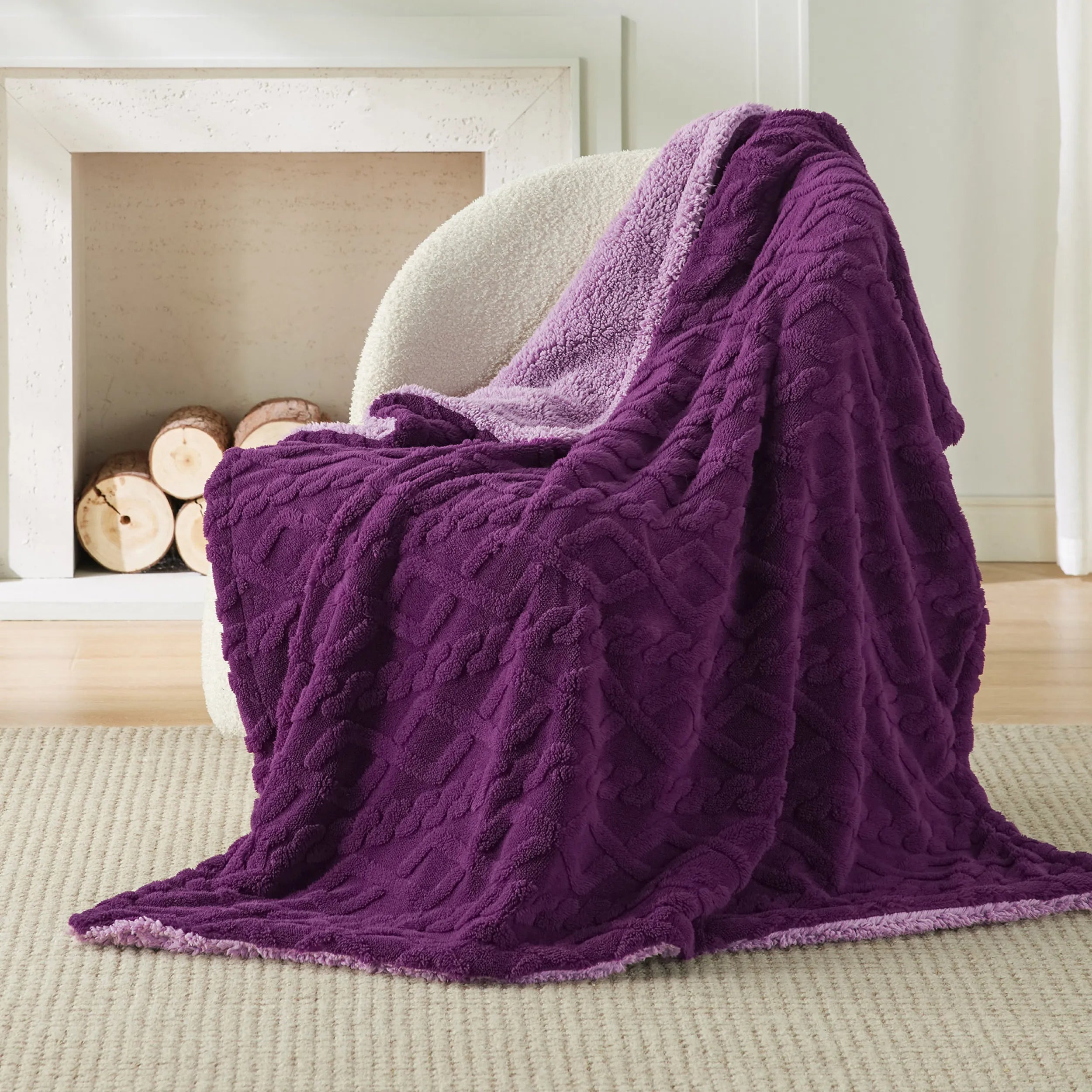 Cozy Sherpa Throw Blanket for Couch
