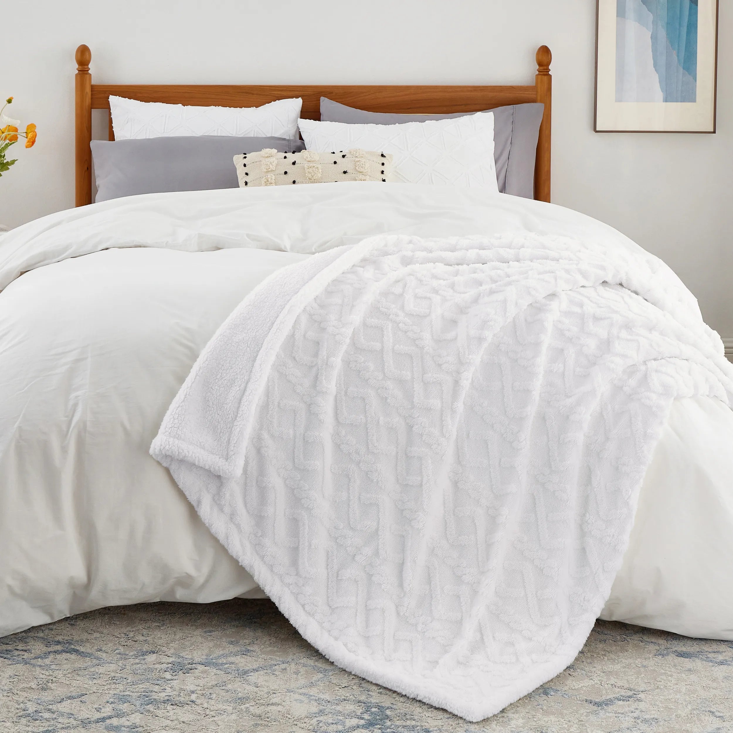Cozy Sherpa Throw Blanket for Couch