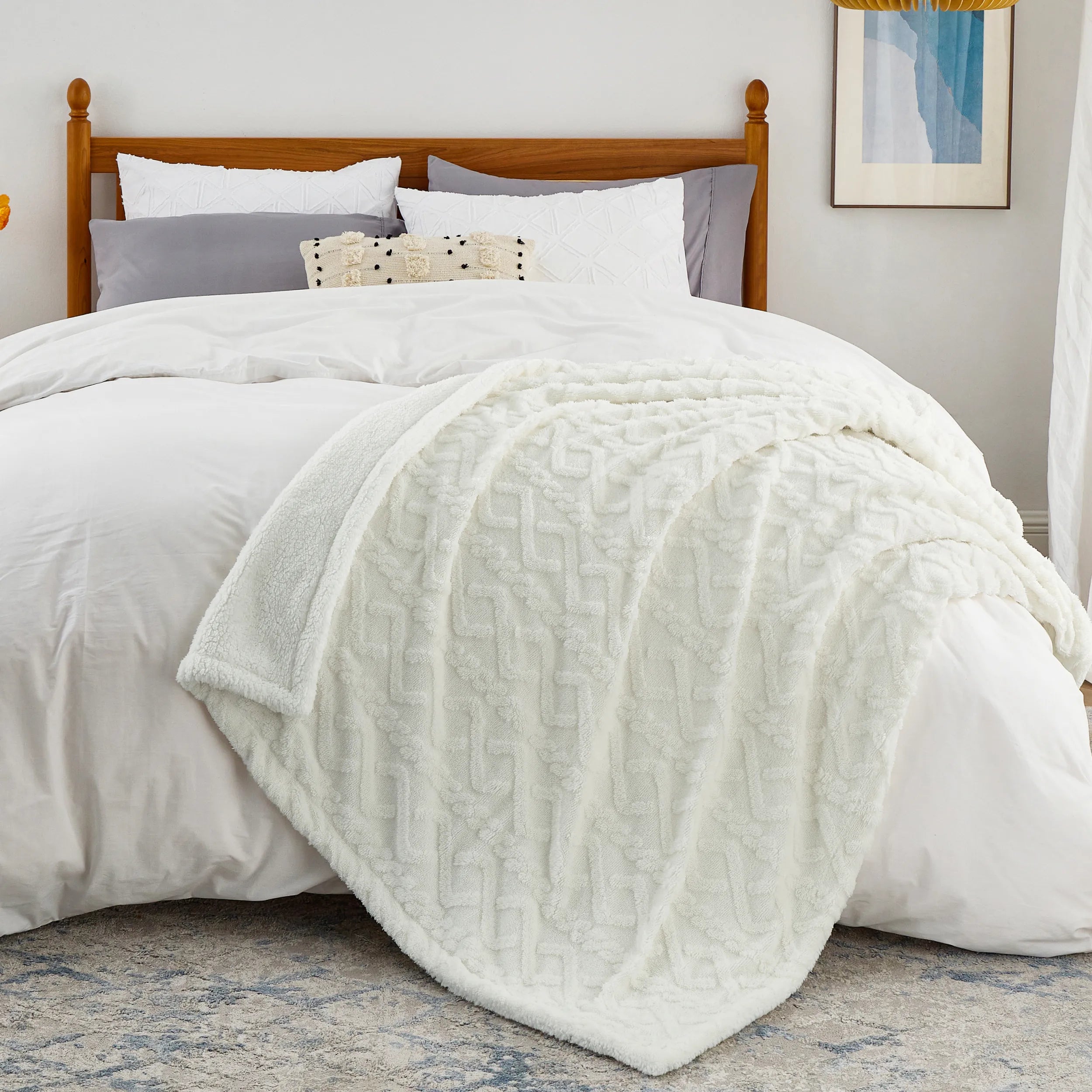 Cozy Sherpa Throw Blanket for Couch