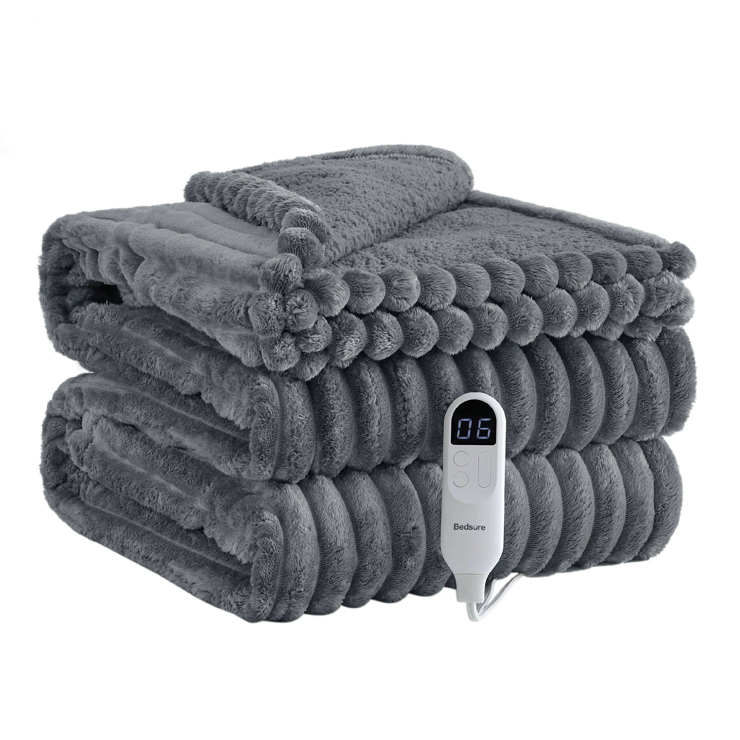 Heated Striped Flannel Blanket