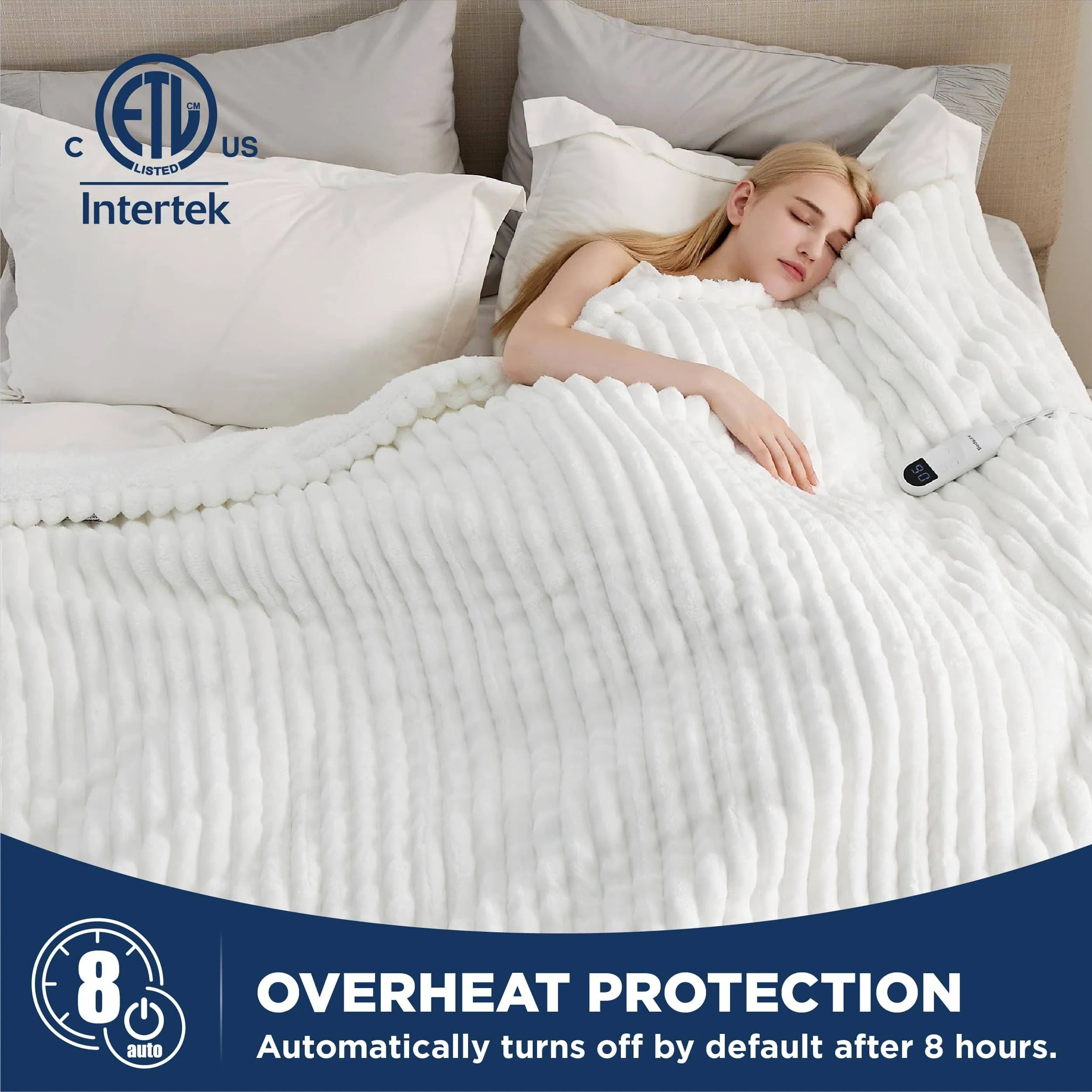 Heated Striped Flannel Blanket