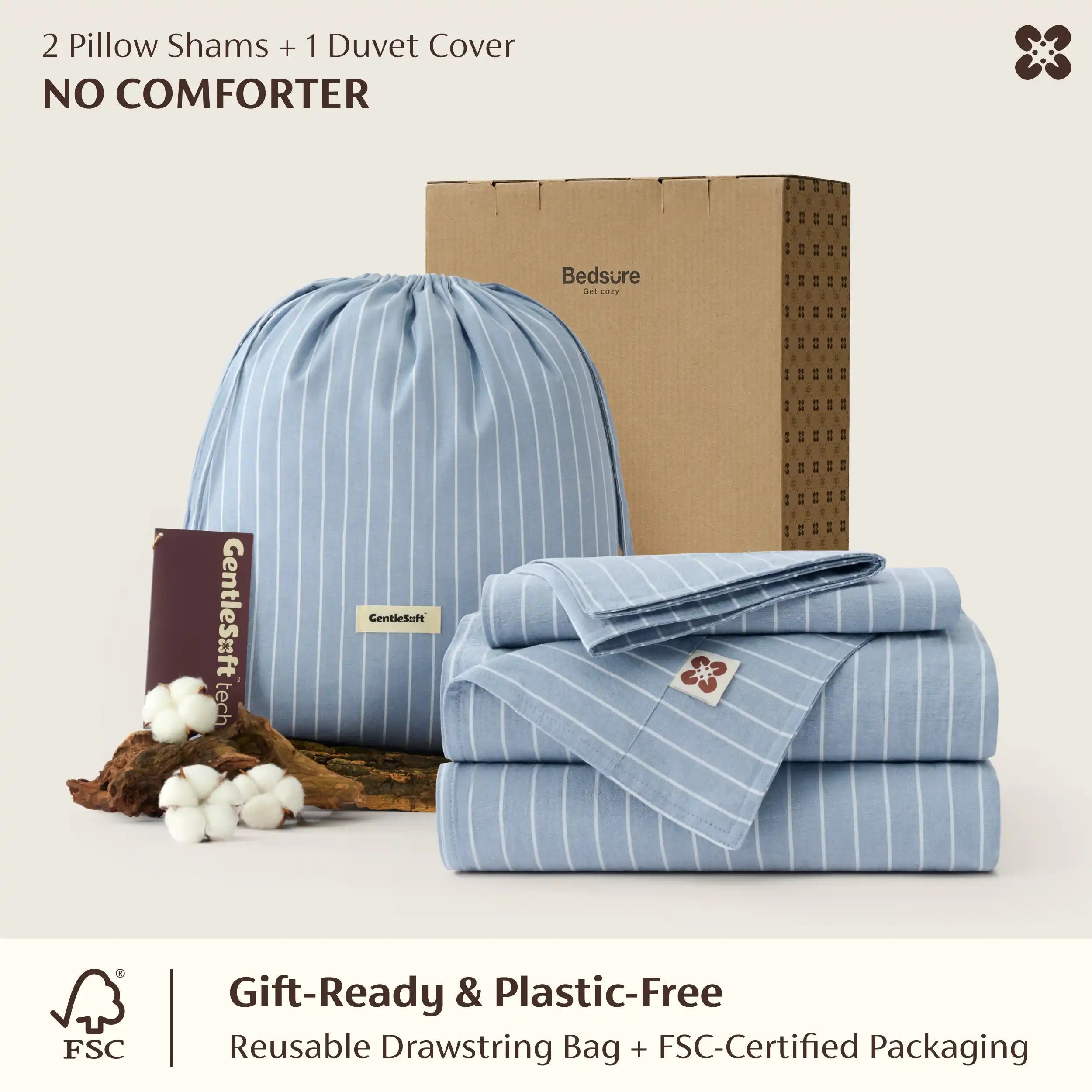 PureWoven™ Washed Cotton Striped Duvet Cover Set