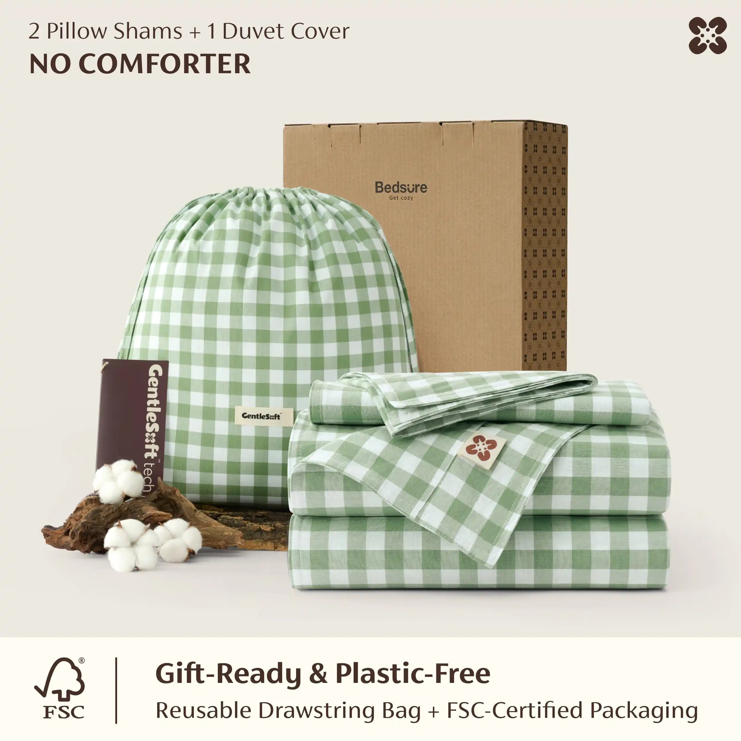 PureWoven™ Washed Cotton Gingham Duvet Cover Set