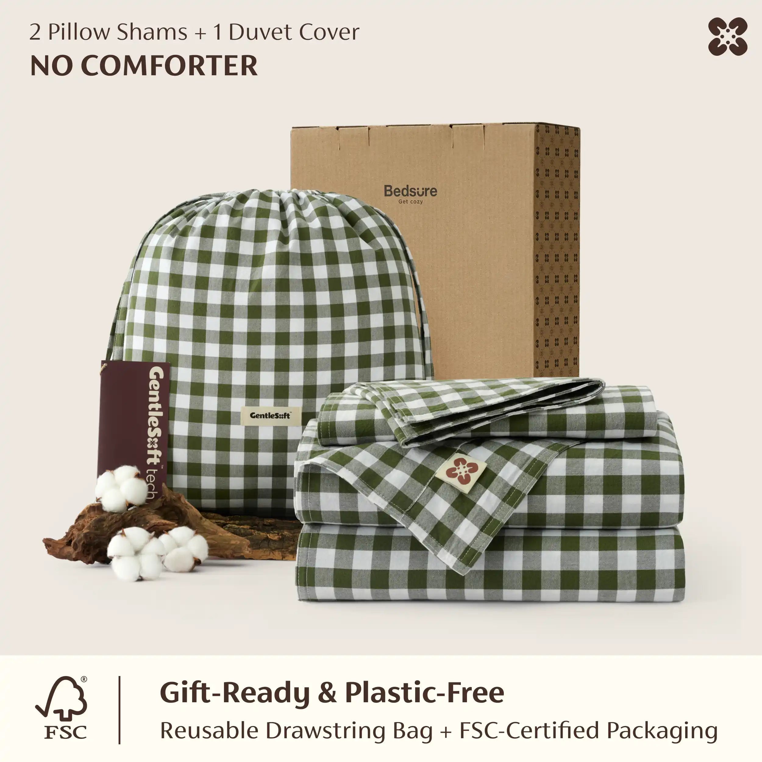 PureWoven™ Washed Cotton Gingham Duvet Cover Set