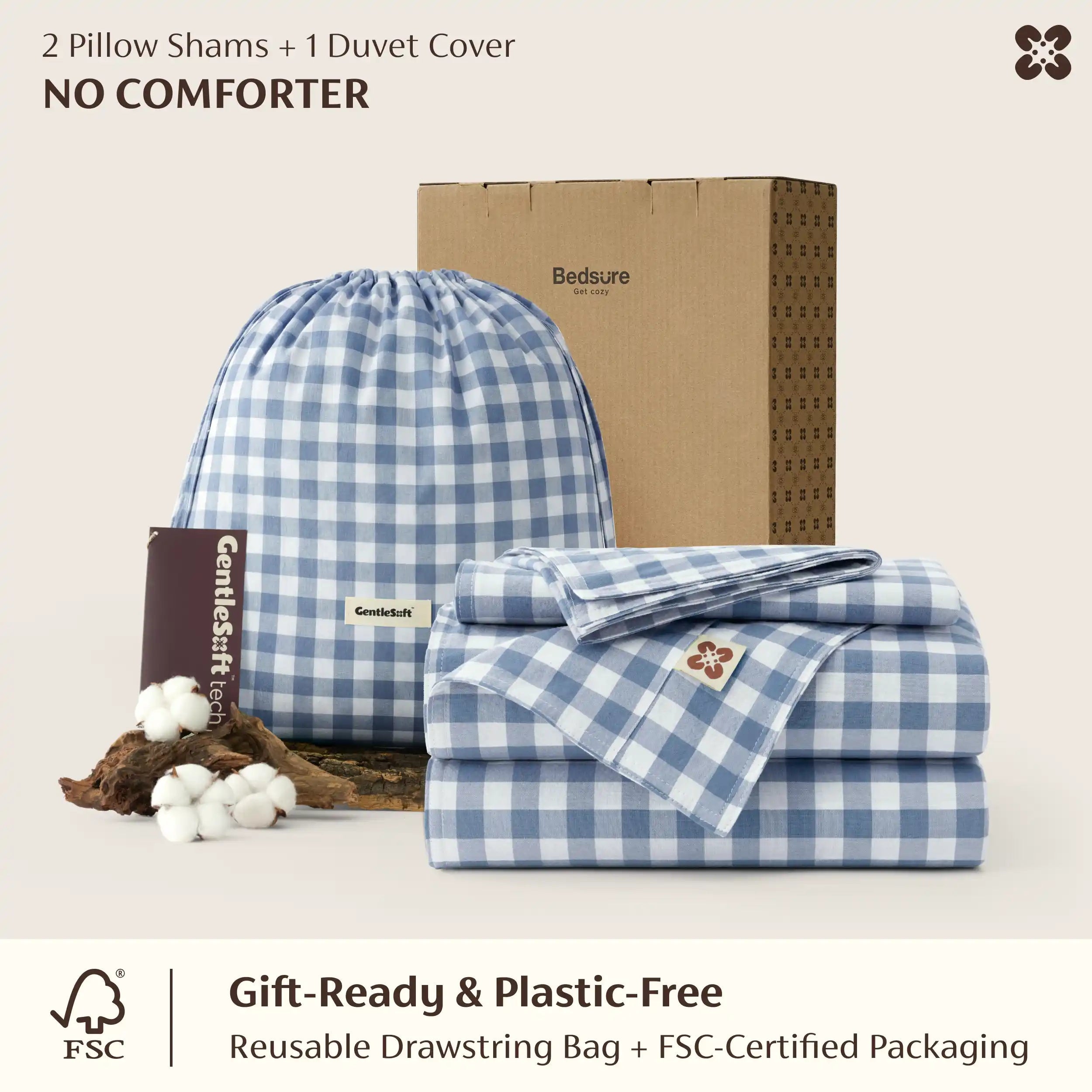 PureWoven™ Washed Cotton Gingham Duvet Cover Set