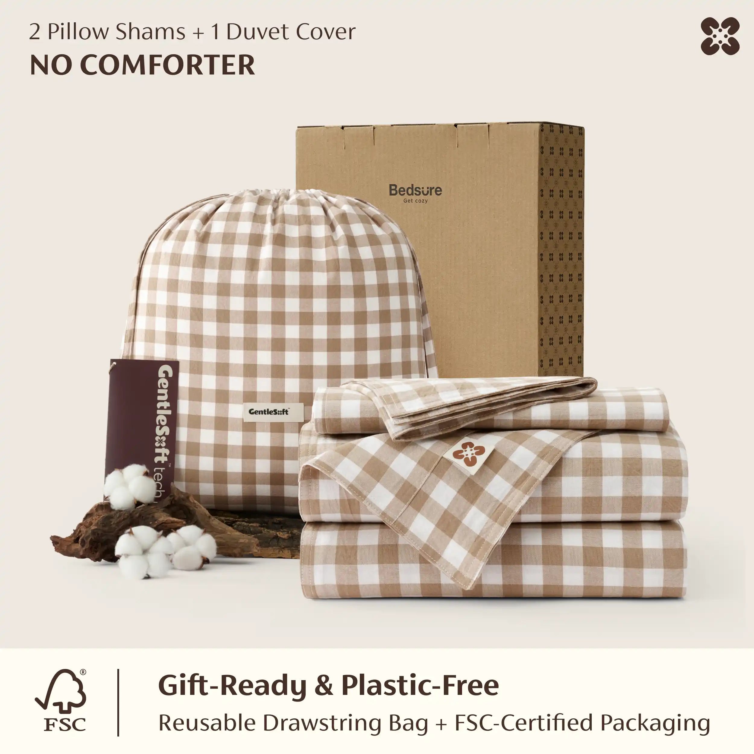 PureWoven™ Washed Cotton Gingham Duvet Cover Set