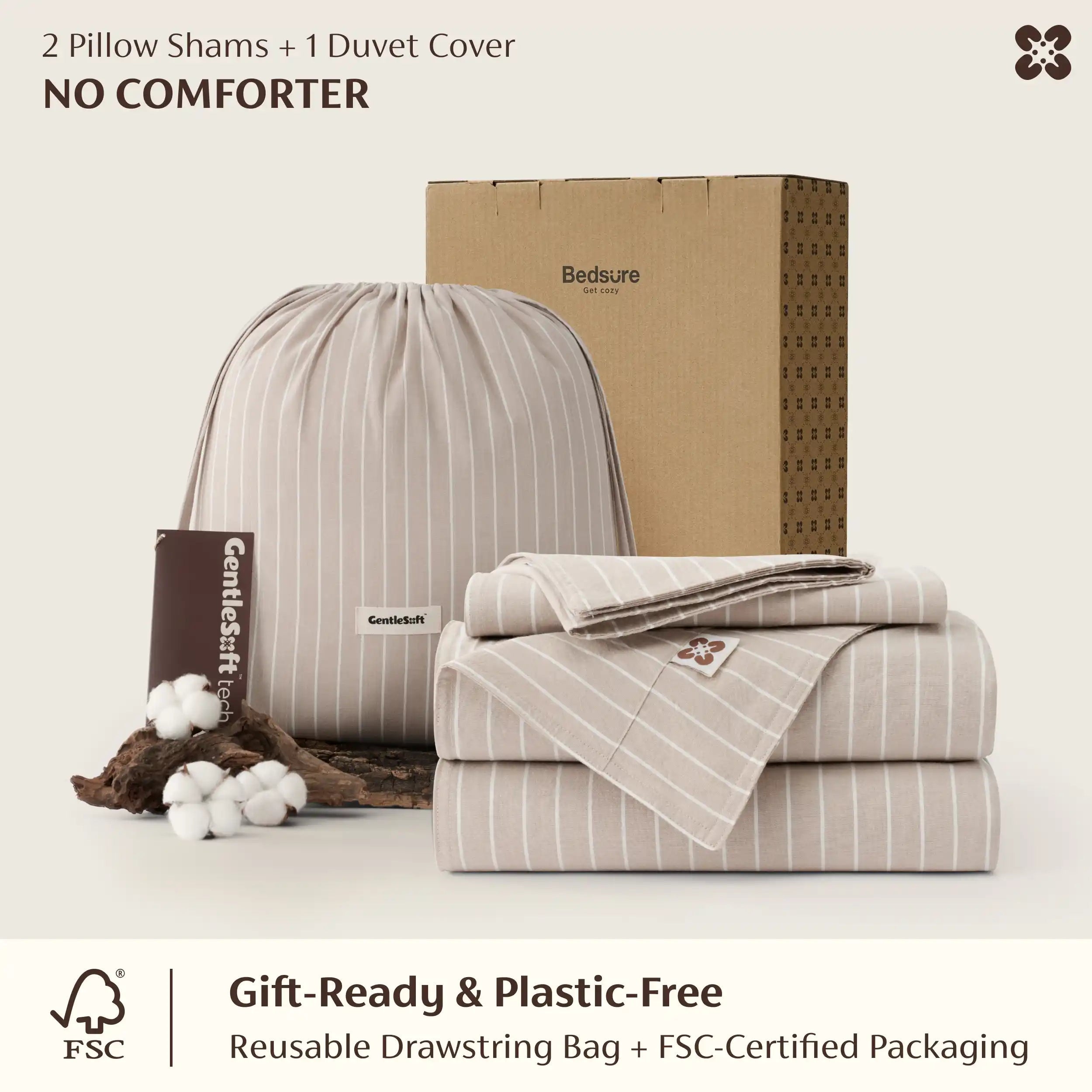 PureWoven™ Washed Cotton Striped Duvet Cover Set