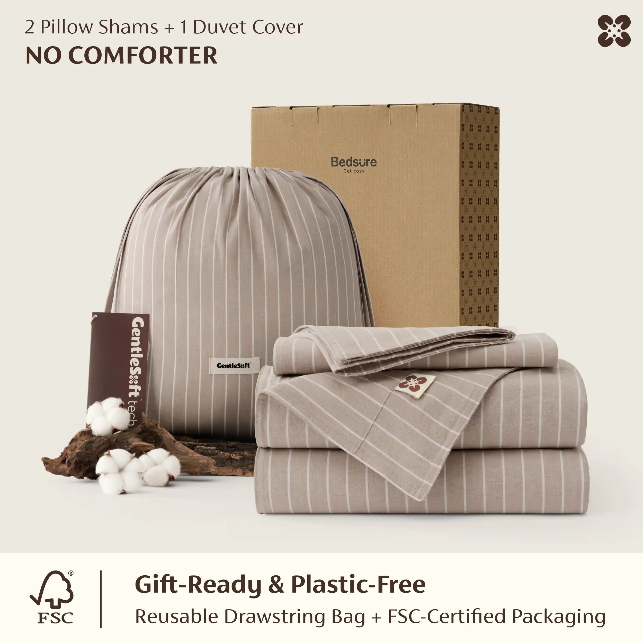 PureWoven™ Washed Cotton Striped Duvet Cover Set
