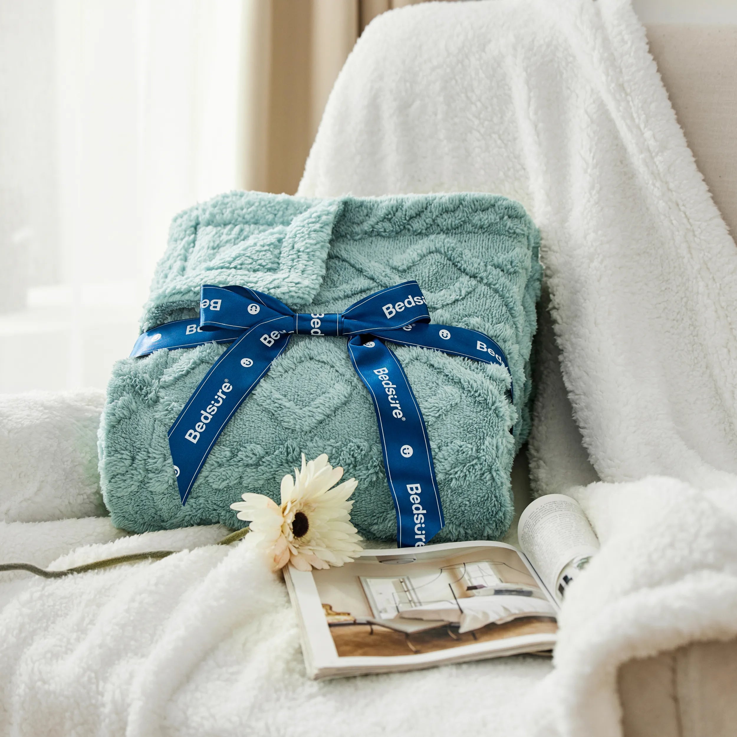 Cozy Sherpa Throw Blanket for Couch