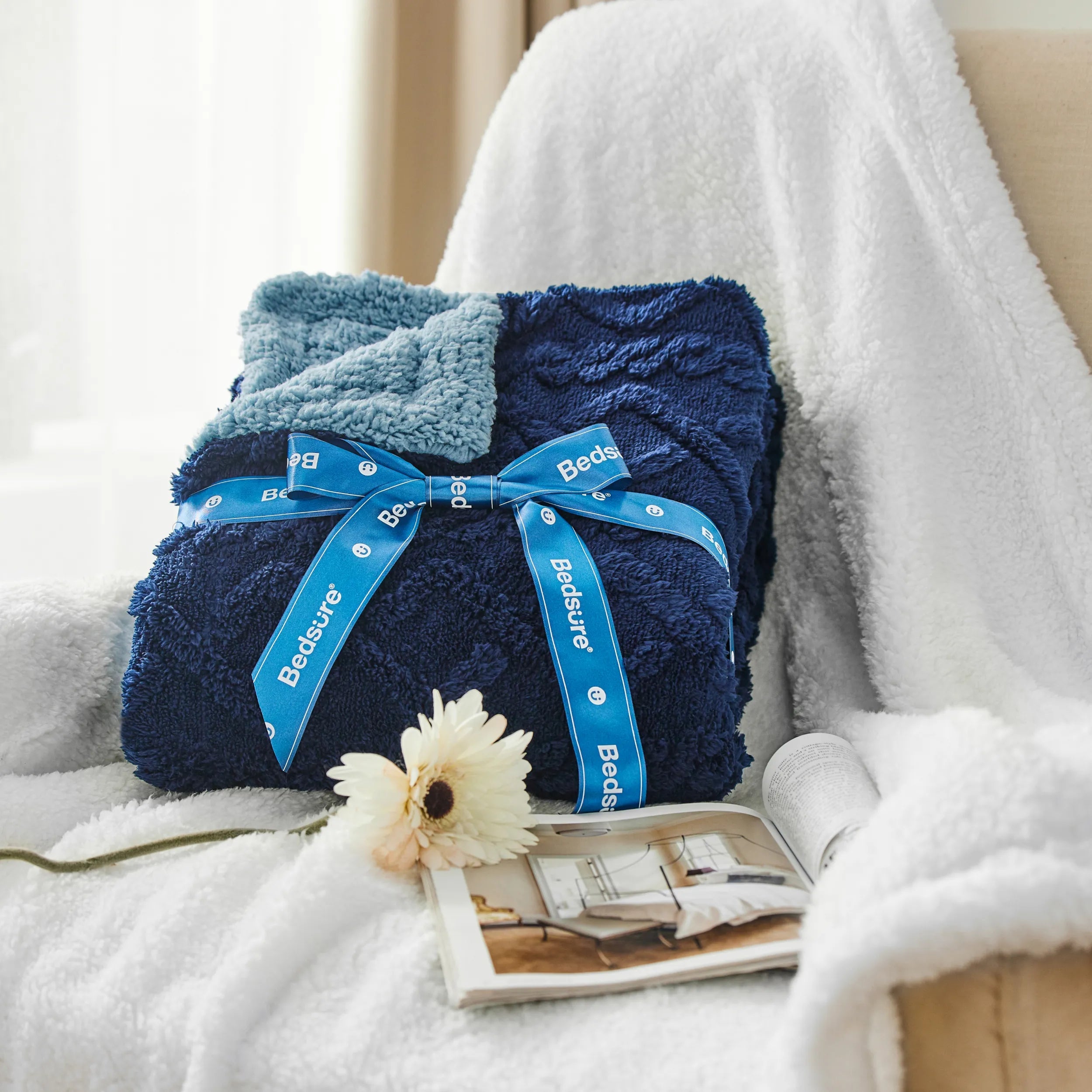 Cozy Sherpa Throw Blanket for Couch