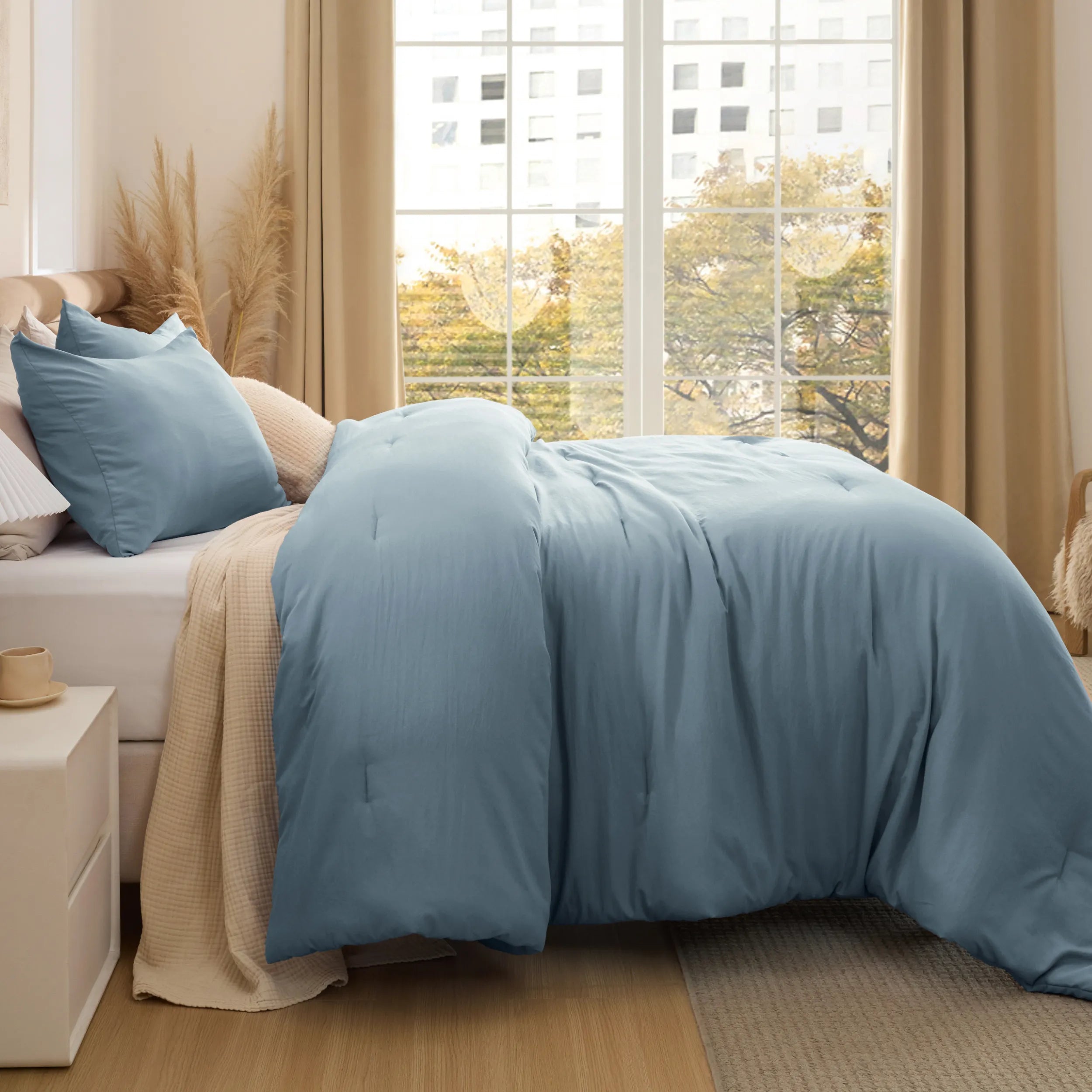 Pre-Washed Solid Comforter Set