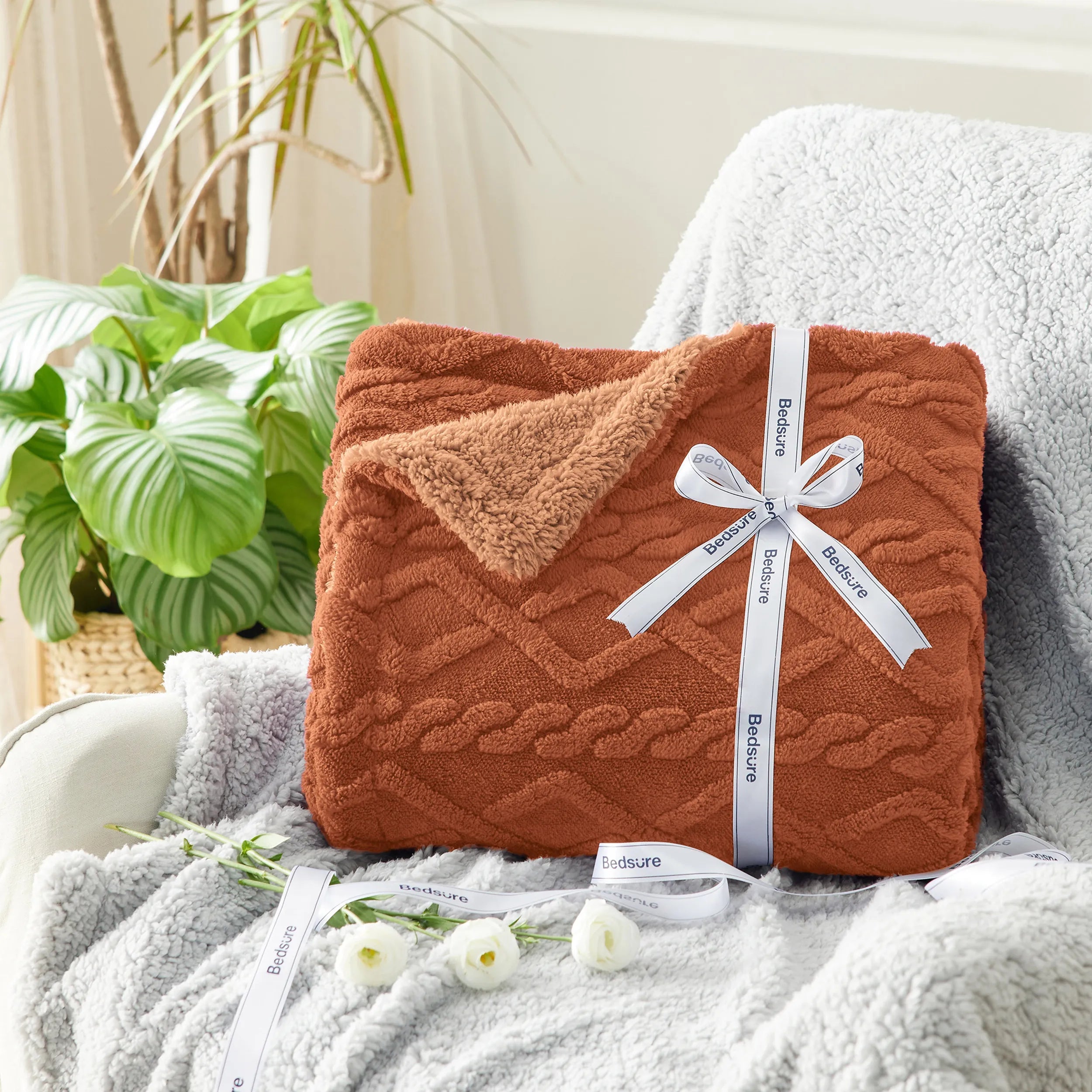 Cozy Sherpa Throw Blanket for Couch