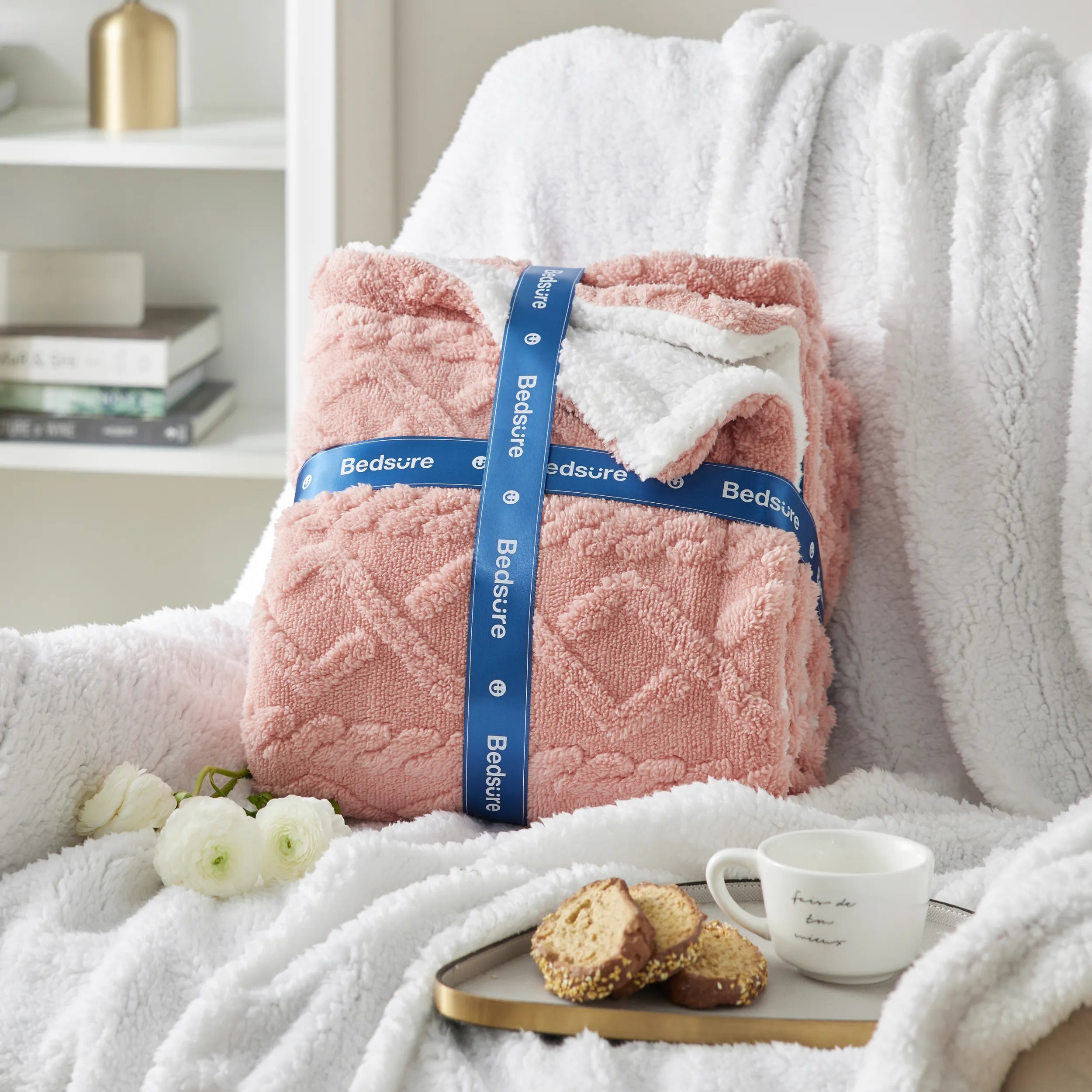 Cozy Sherpa Throw Blanket for Couch