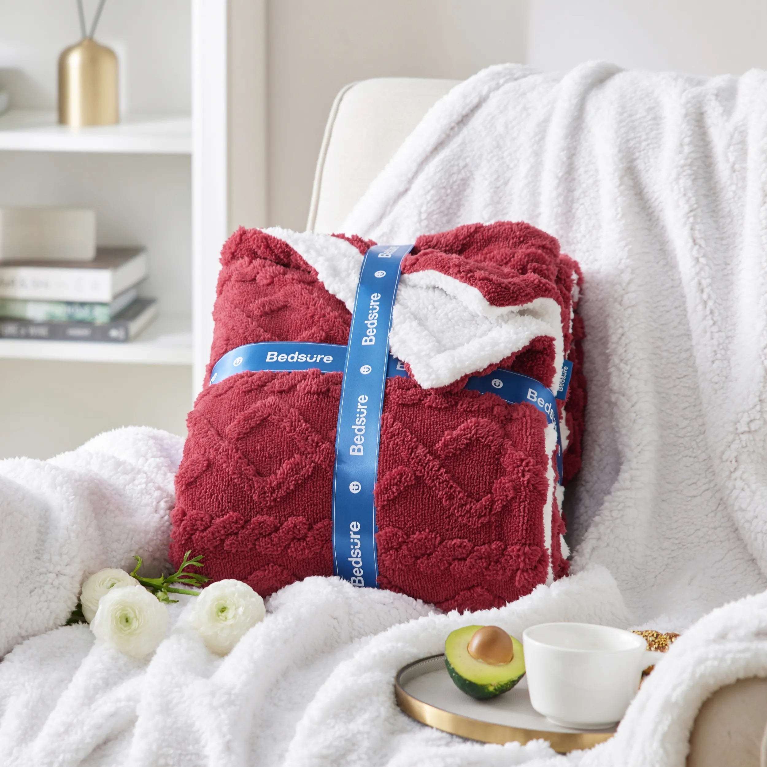 Cozy Sherpa Throw Blanket for Couch