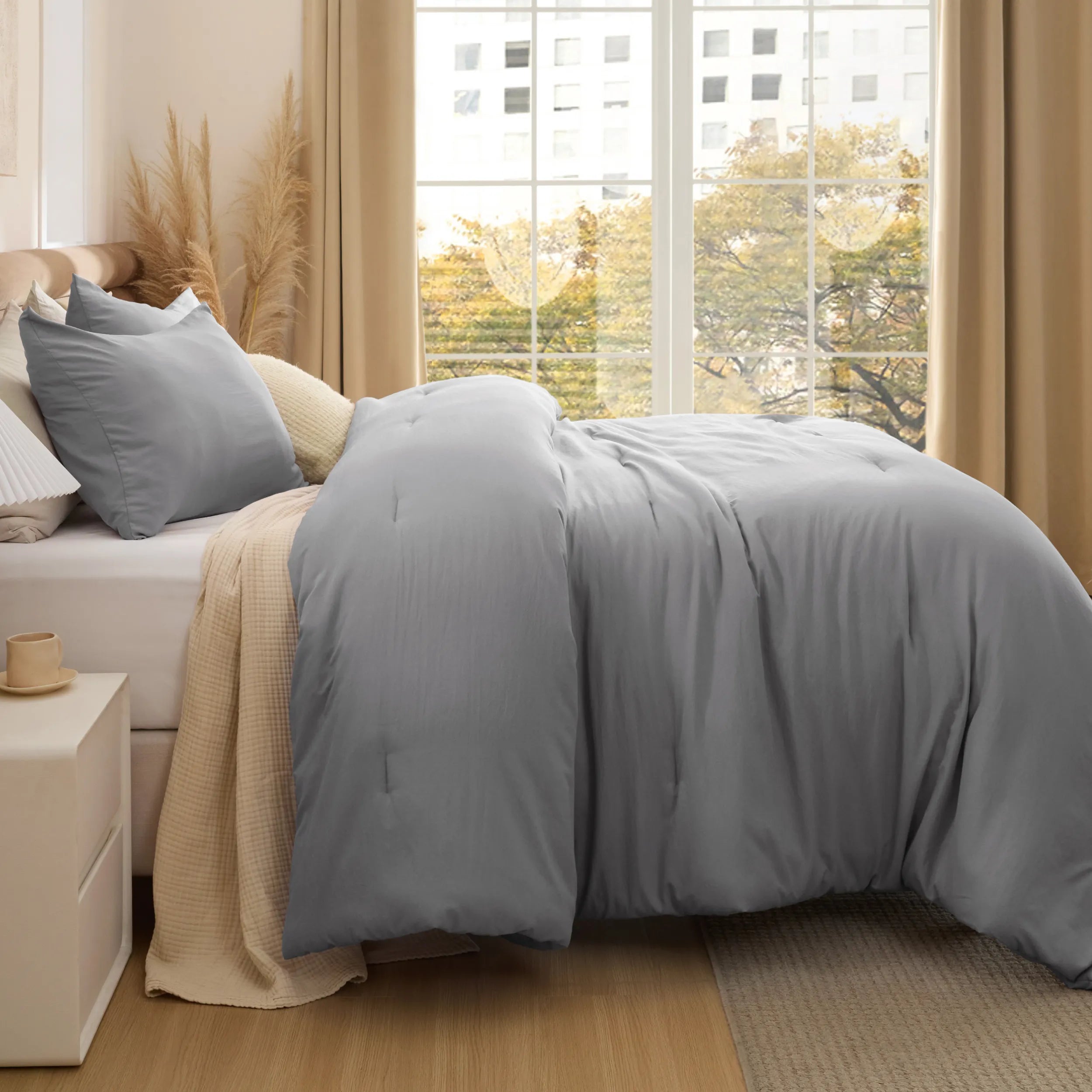 Pre-Washed Solid Comforter Set