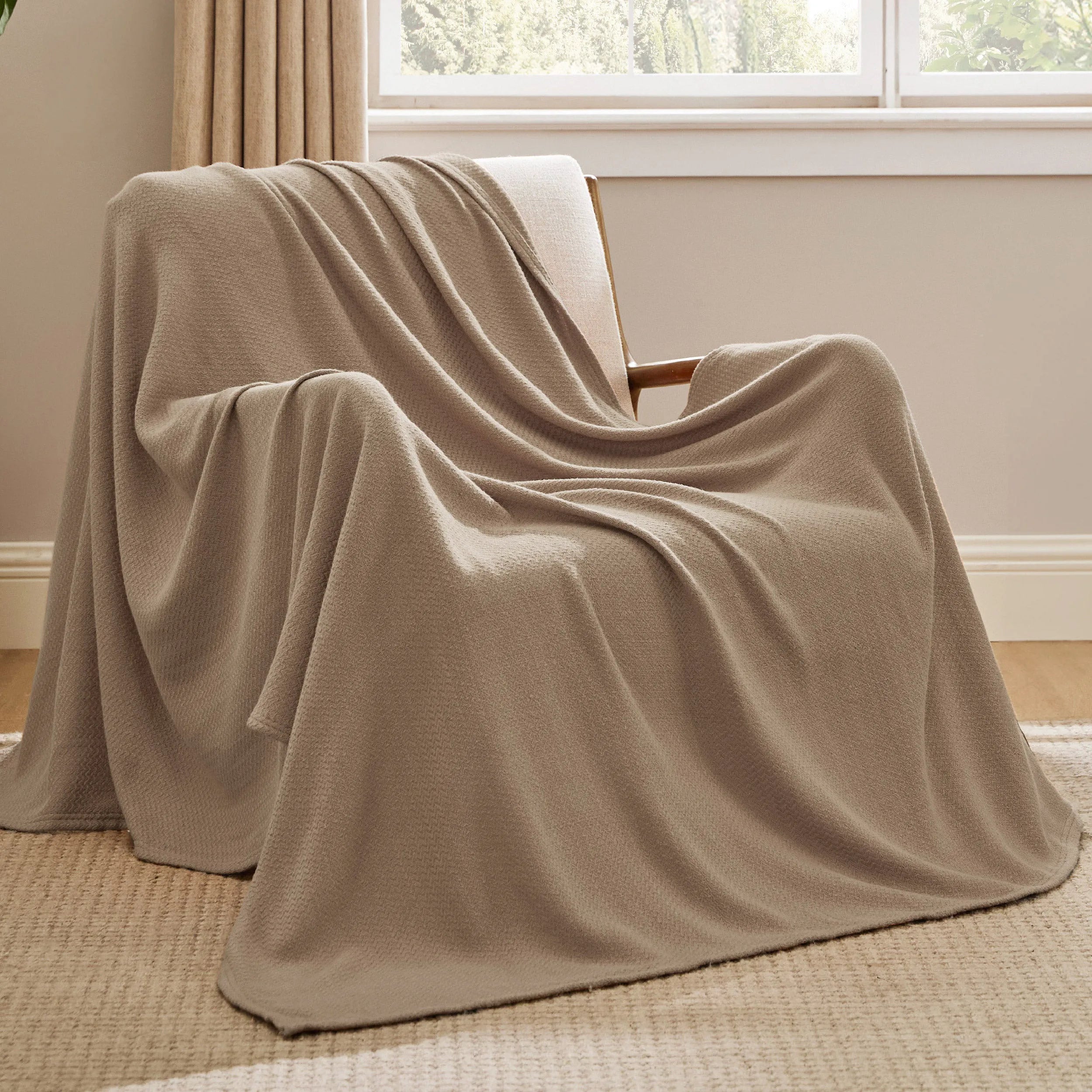 100% Cotton Herringbone Woven Blanket