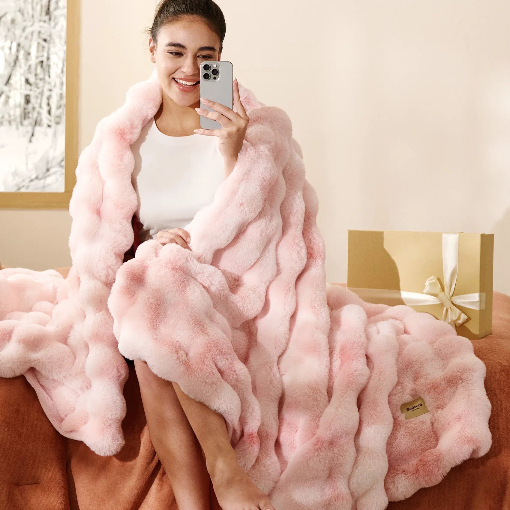 Faux Fur Bubble Blanket