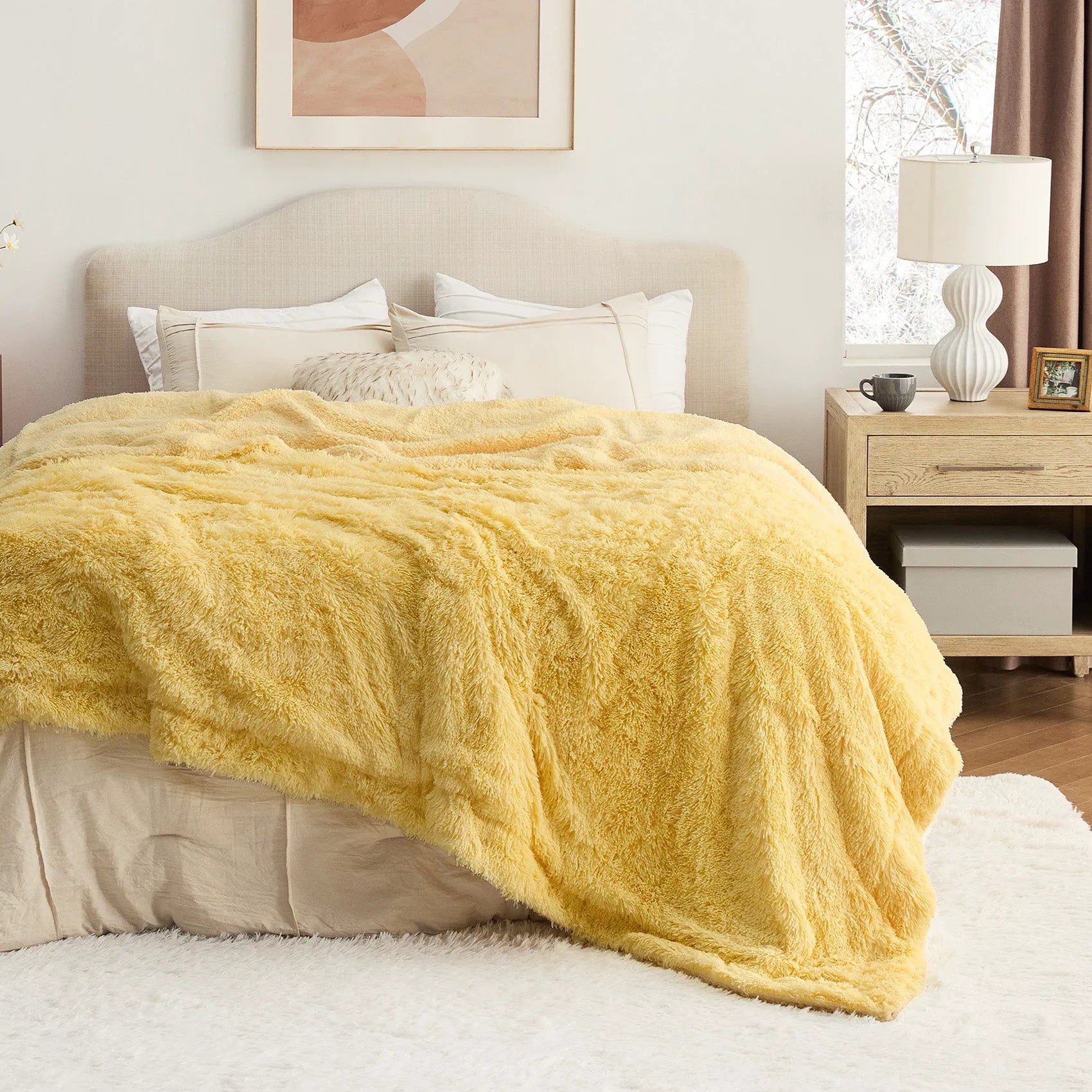 Fuzzy Faux Fur Throw Blanket