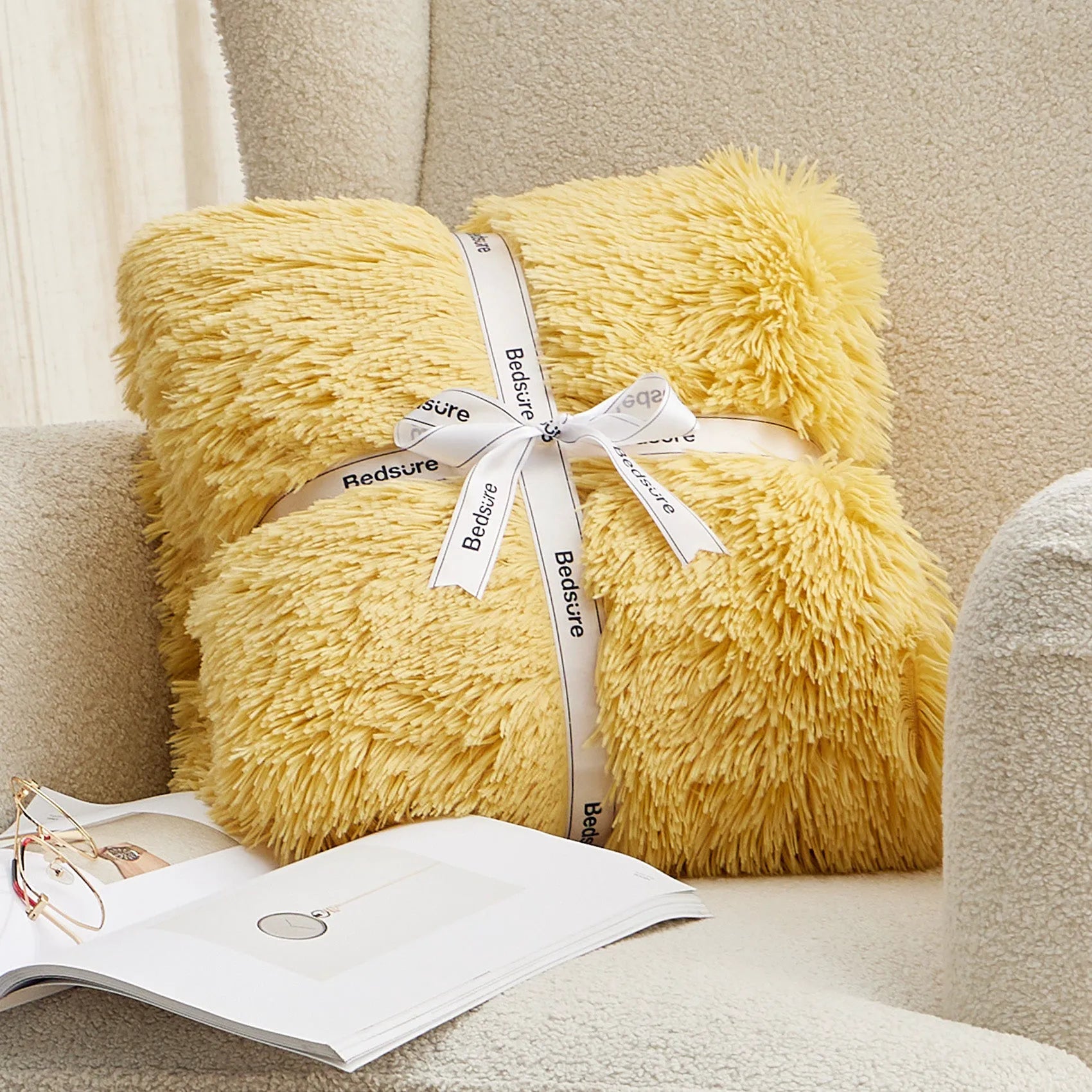 Fuzzy Faux Fur Throw Blanket
