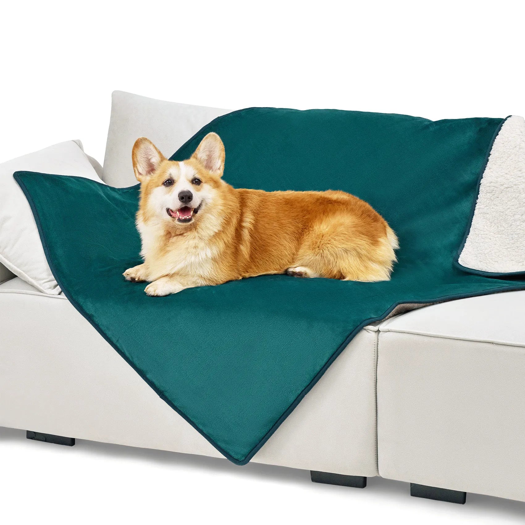 Reversible Sherpa & Microfiber Fleece Dog Blanket