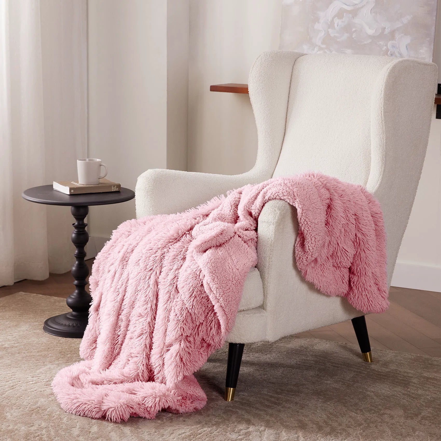 Fuzzy Faux Fur Throw Blanket