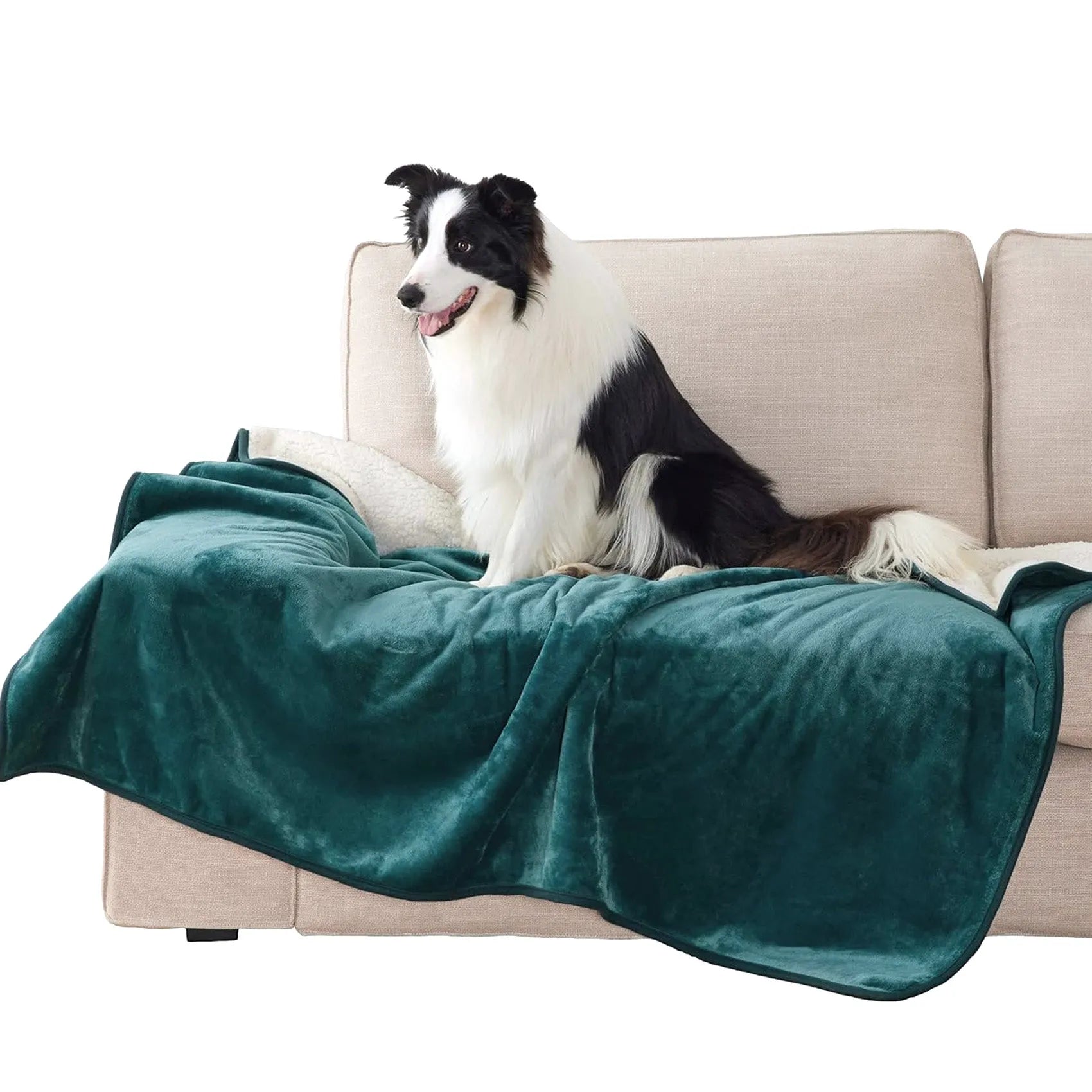Reversible Sherpa & Microfiber Fleece Dog Blanket