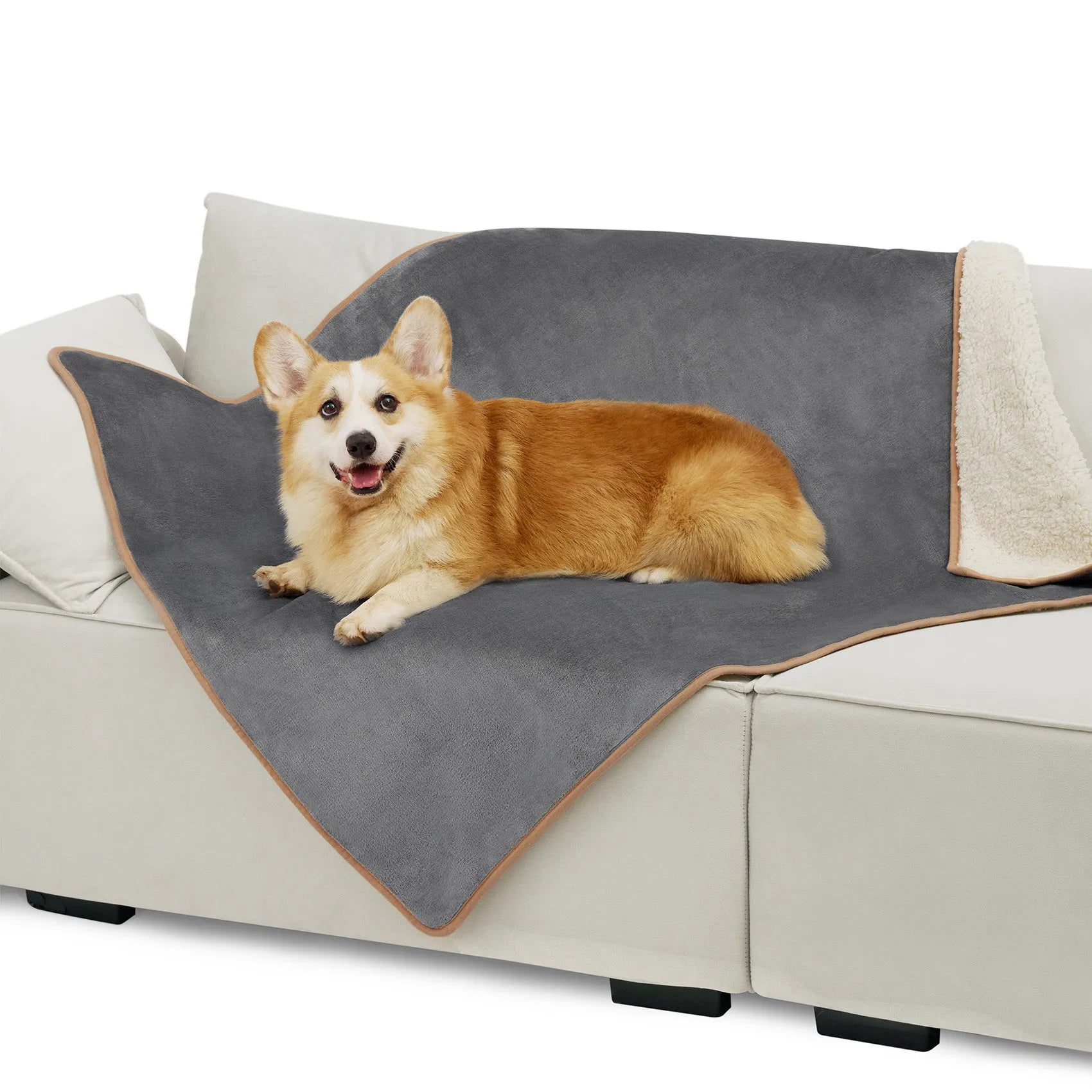 Reversible Sherpa & Microfiber Fleece Dog Blanket