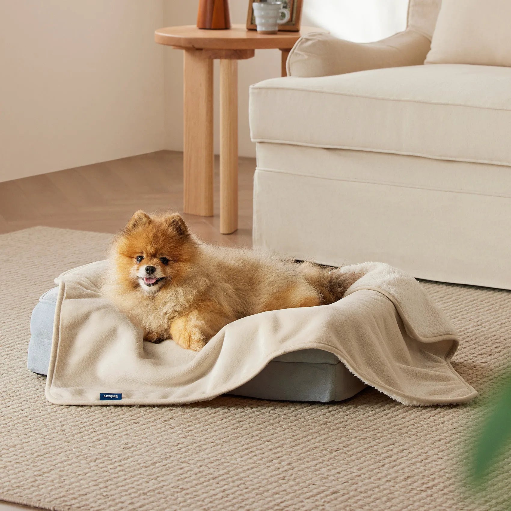 Reversible Sherpa & Microfiber Fleece Dog Blanket