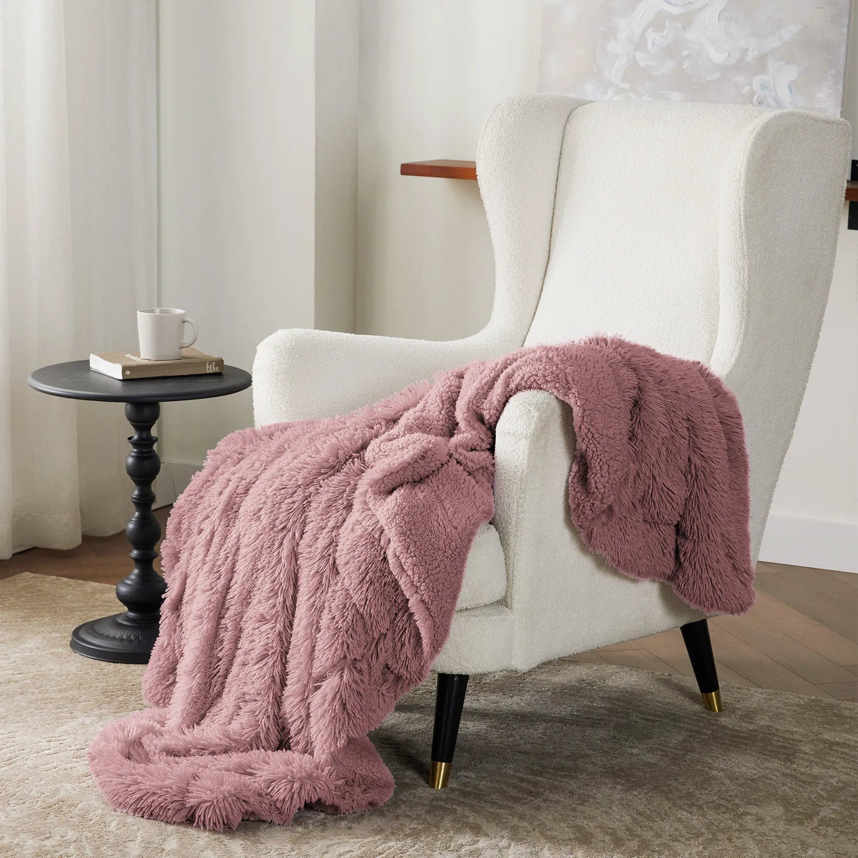 Fuzzy Faux Fur Throw Blanket