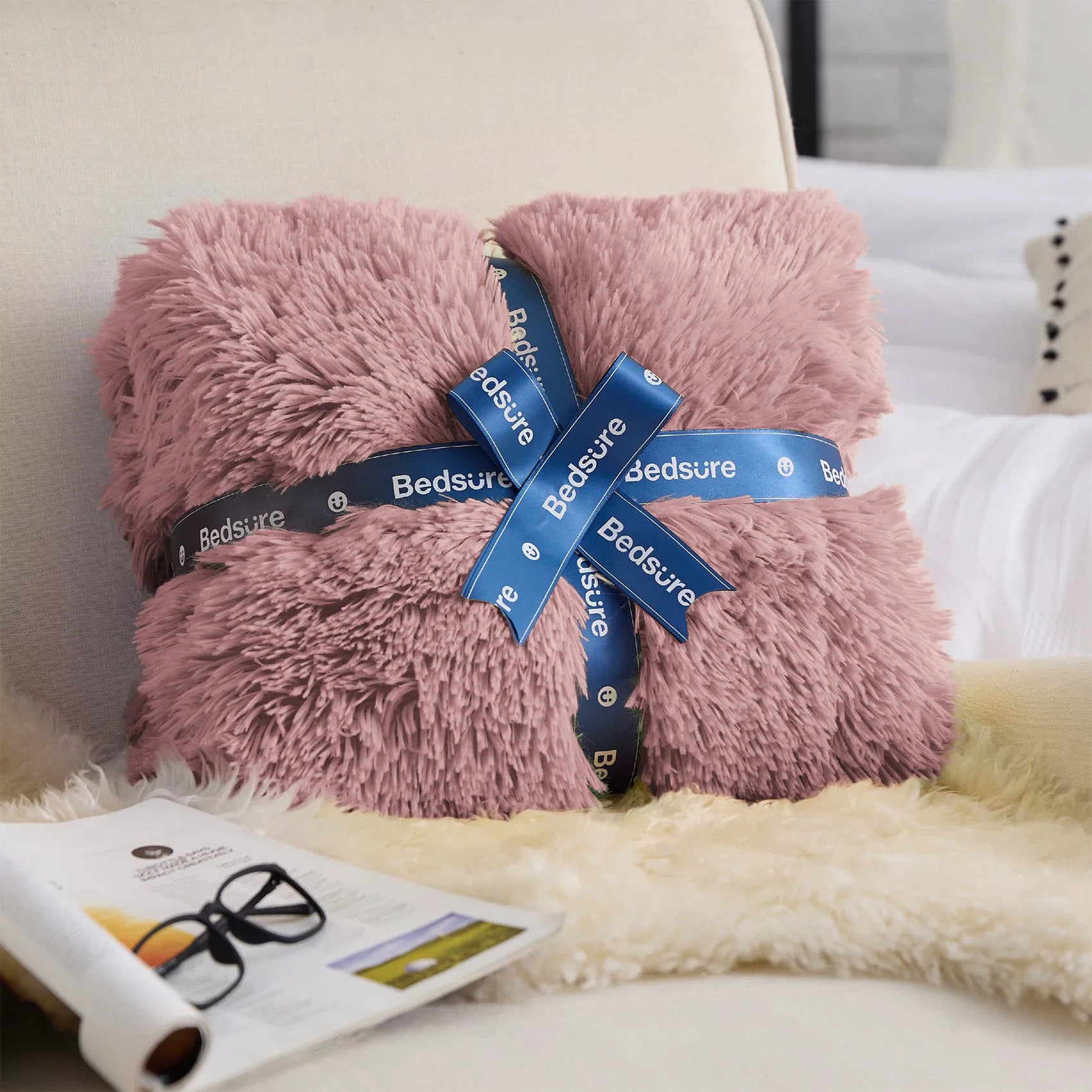 Fuzzy Faux Fur Throw Blanket