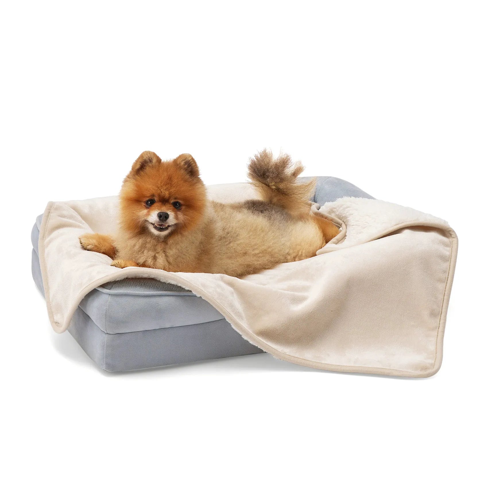 Reversible Sherpa & Microfiber Fleece Dog Blanket