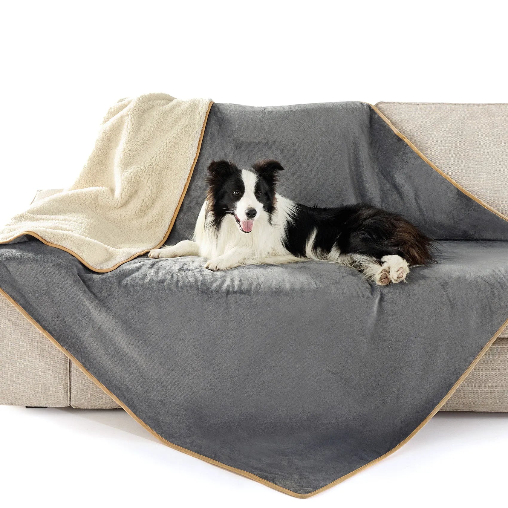 Reversible Sherpa & Microfiber Fleece Dog Blanket