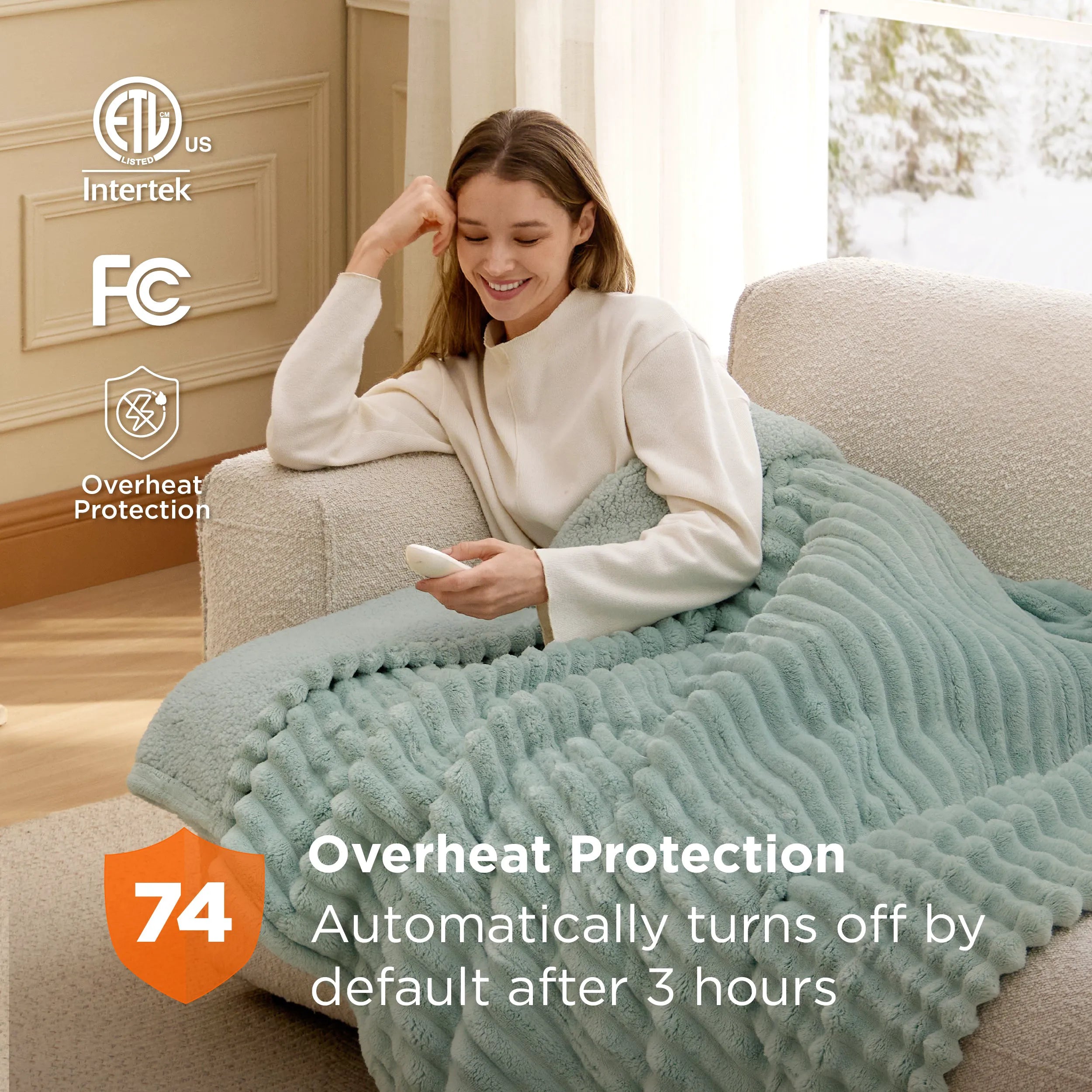 Heated Striped Flannel Blanket