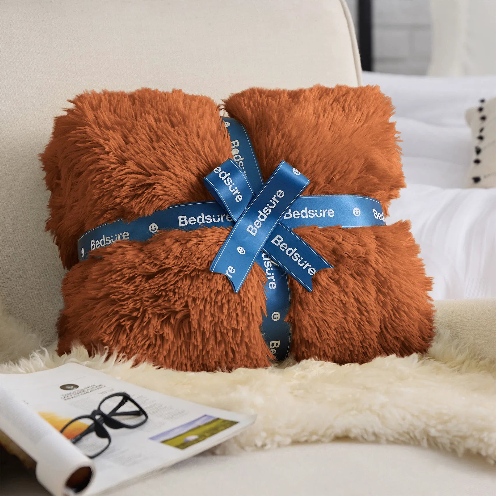 Fuzzy Faux Fur Throw Blanket