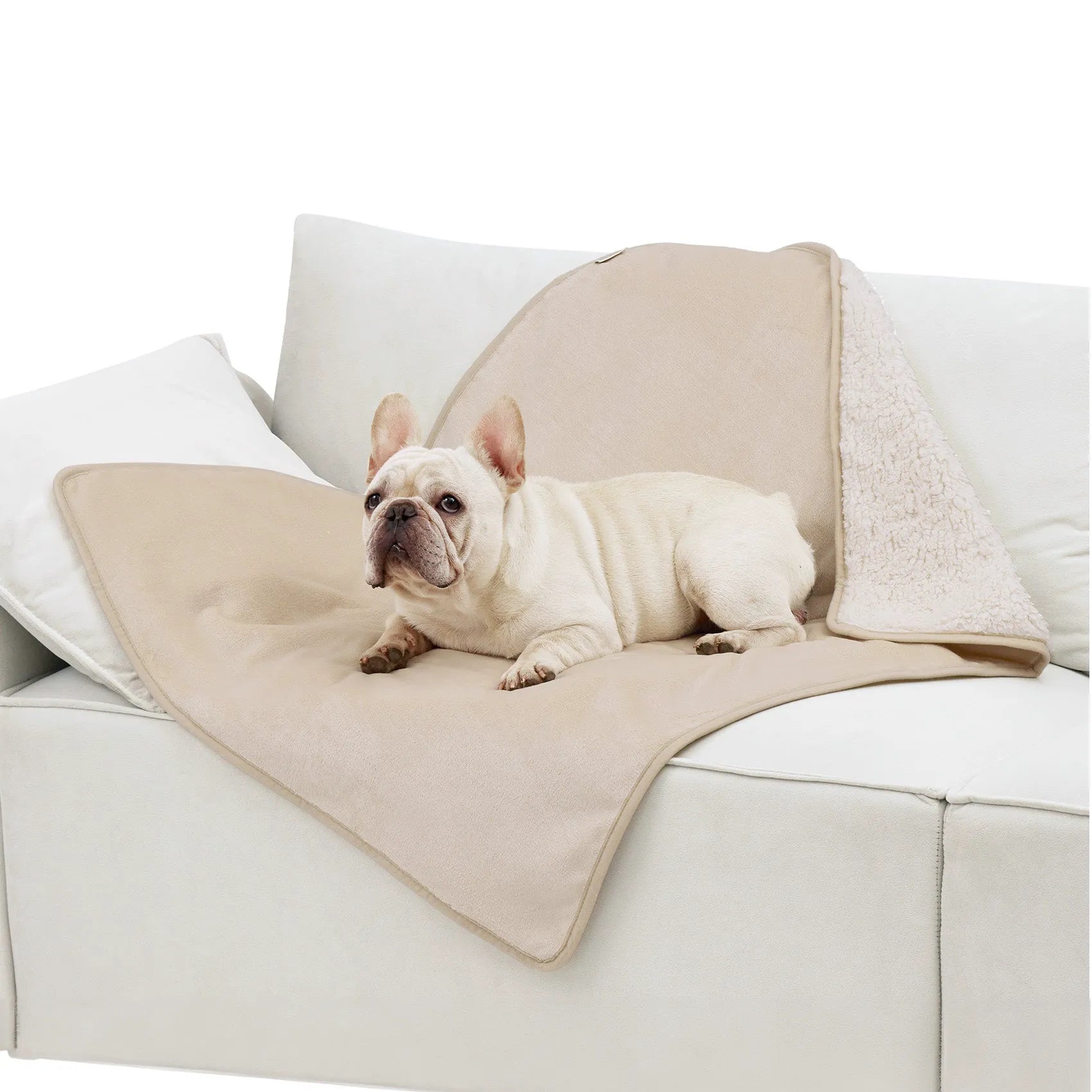 Reversible Sherpa & Microfiber Fleece Dog Blanket
