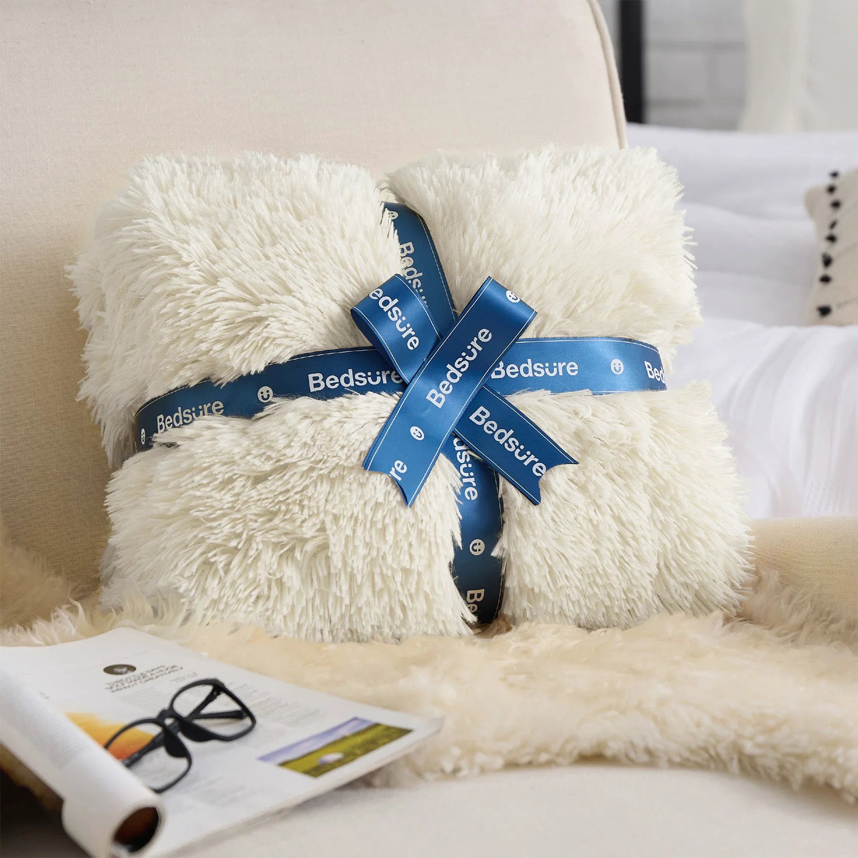 Fuzzy Faux Fur Throw Blanket