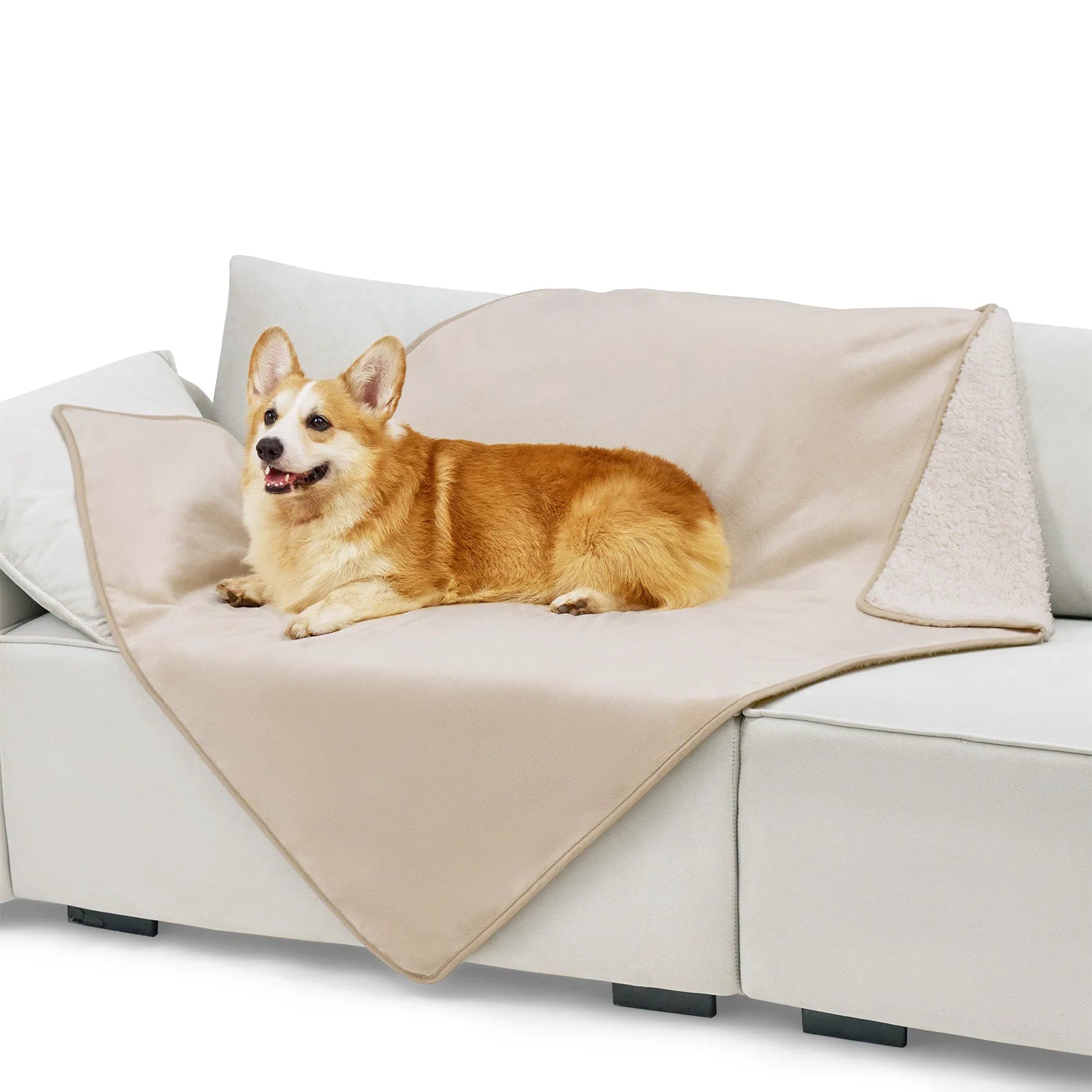 Reversible Sherpa & Microfiber Fleece Dog Blanket