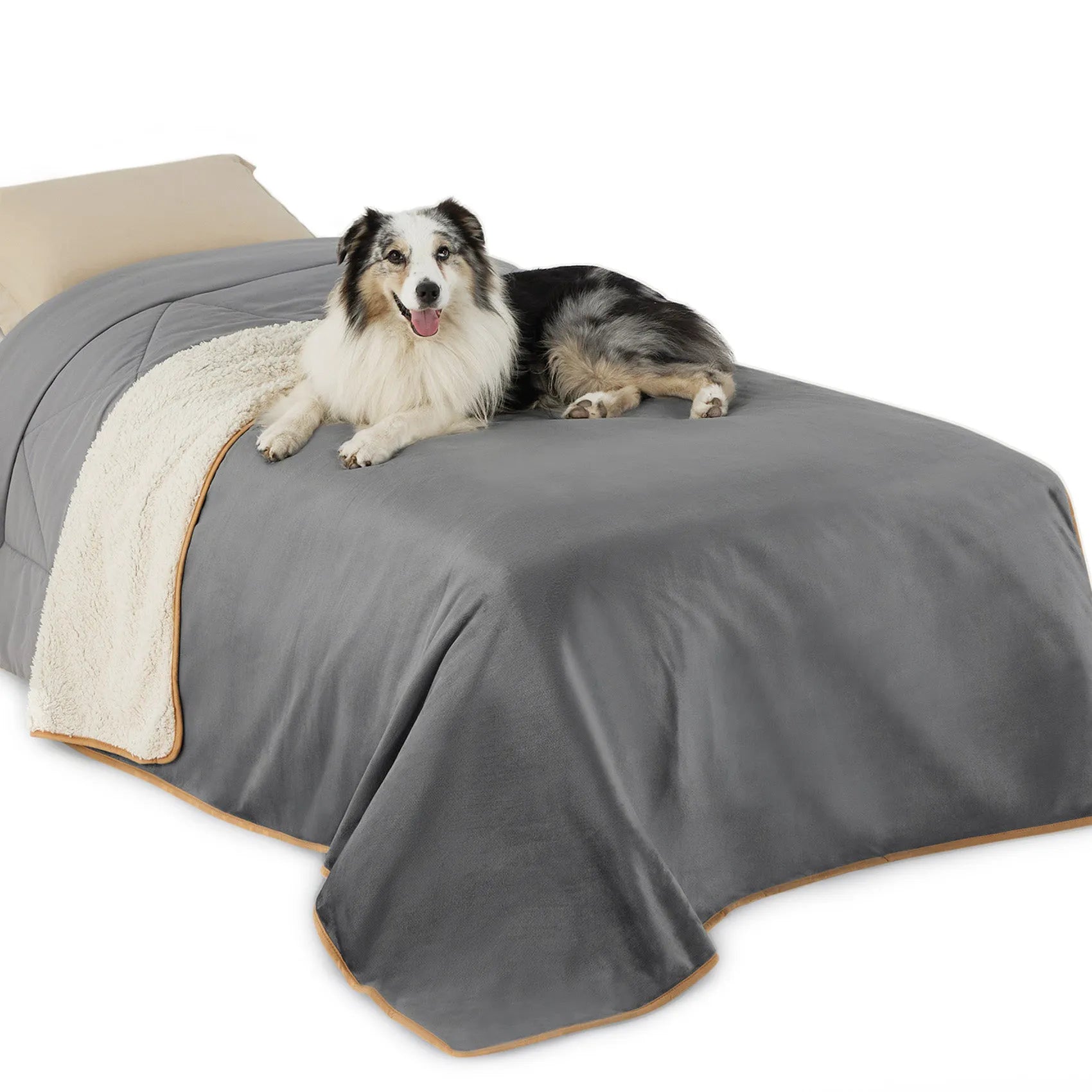 Reversible Sherpa & Microfiber Fleece Dog Blanket