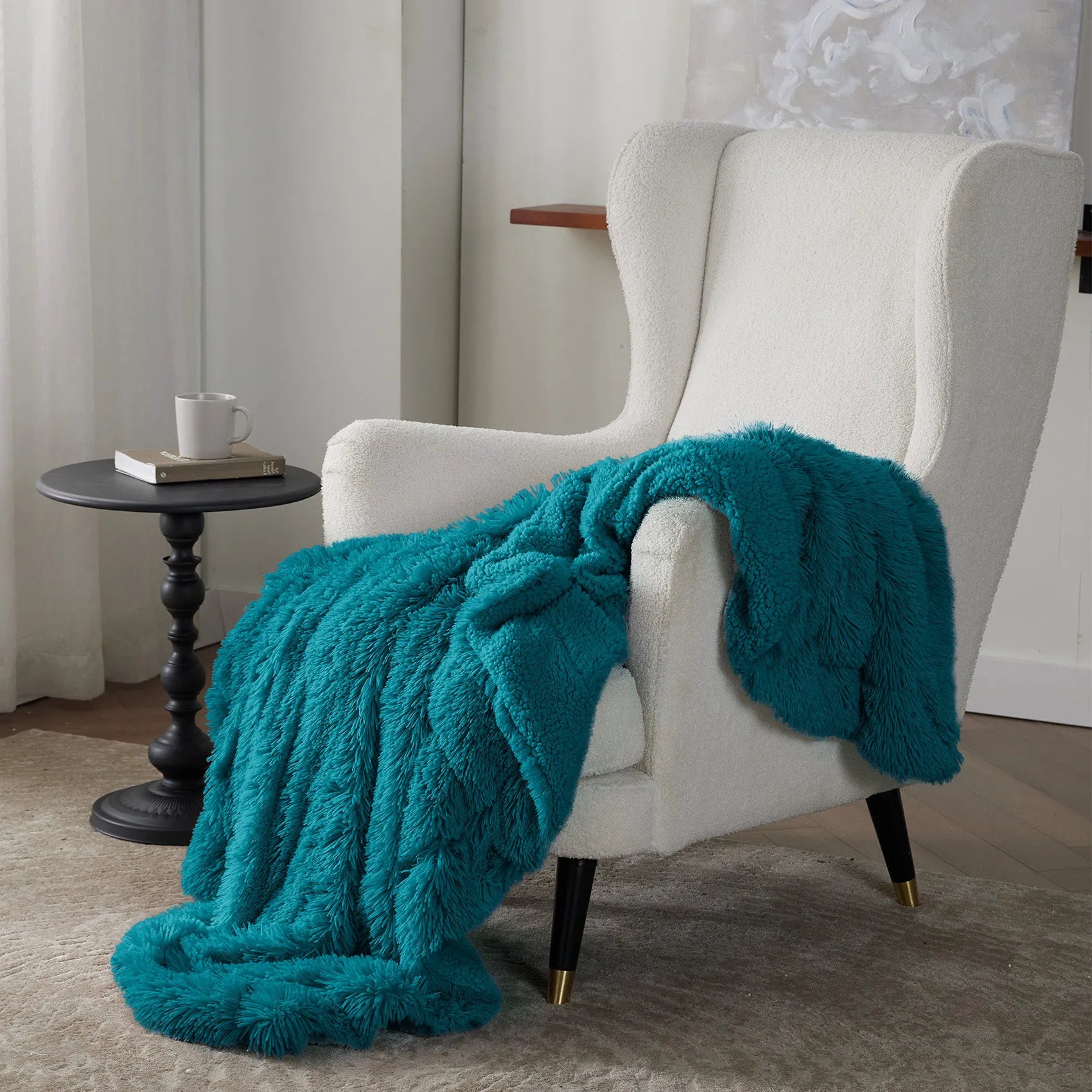 Fuzzy Faux Fur Throw Blanket