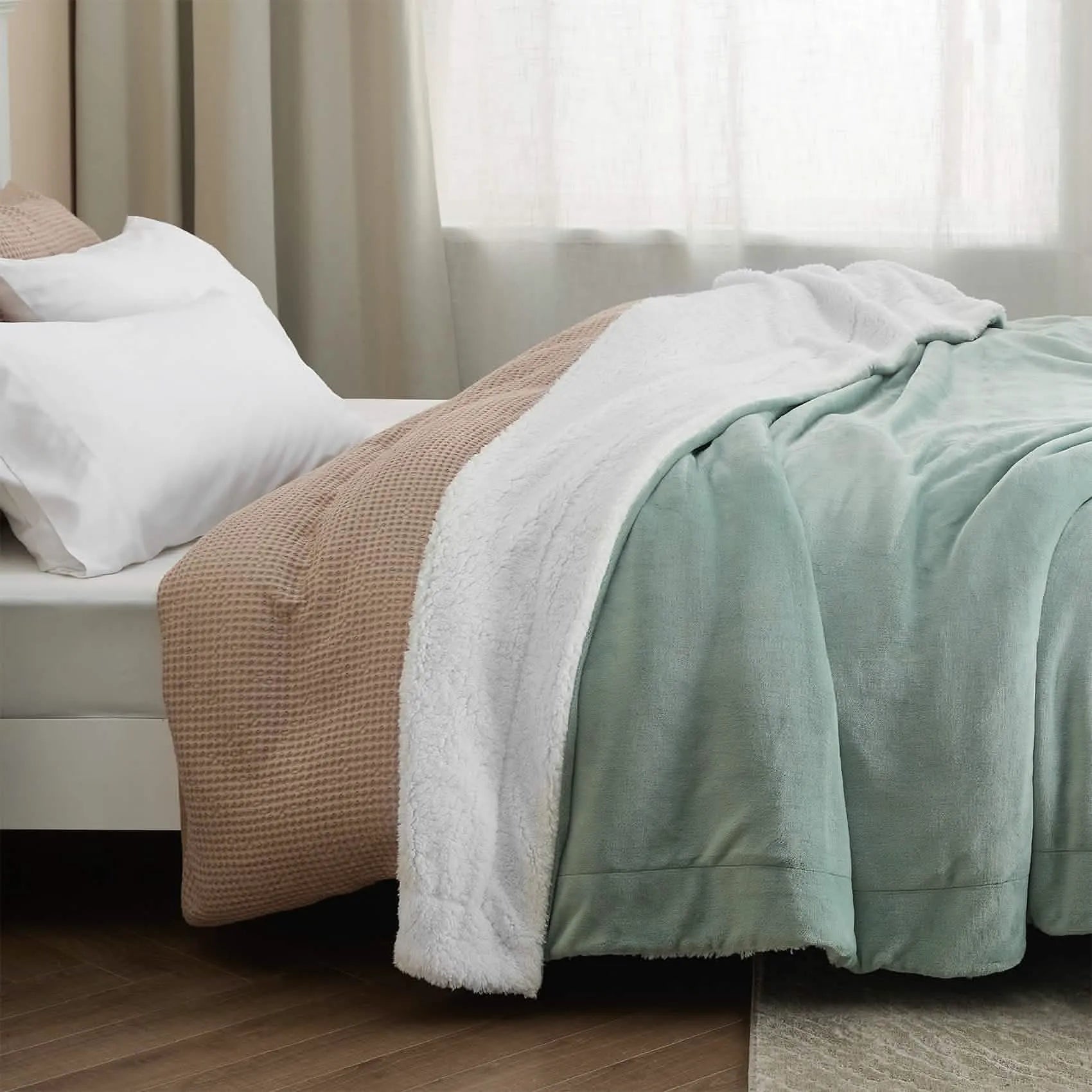 Cozy Sherpa Fleece Throw Blanket