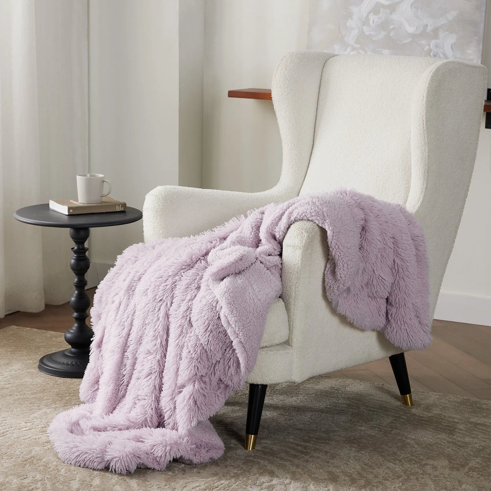 Fuzzy Faux Fur Throw Blanket