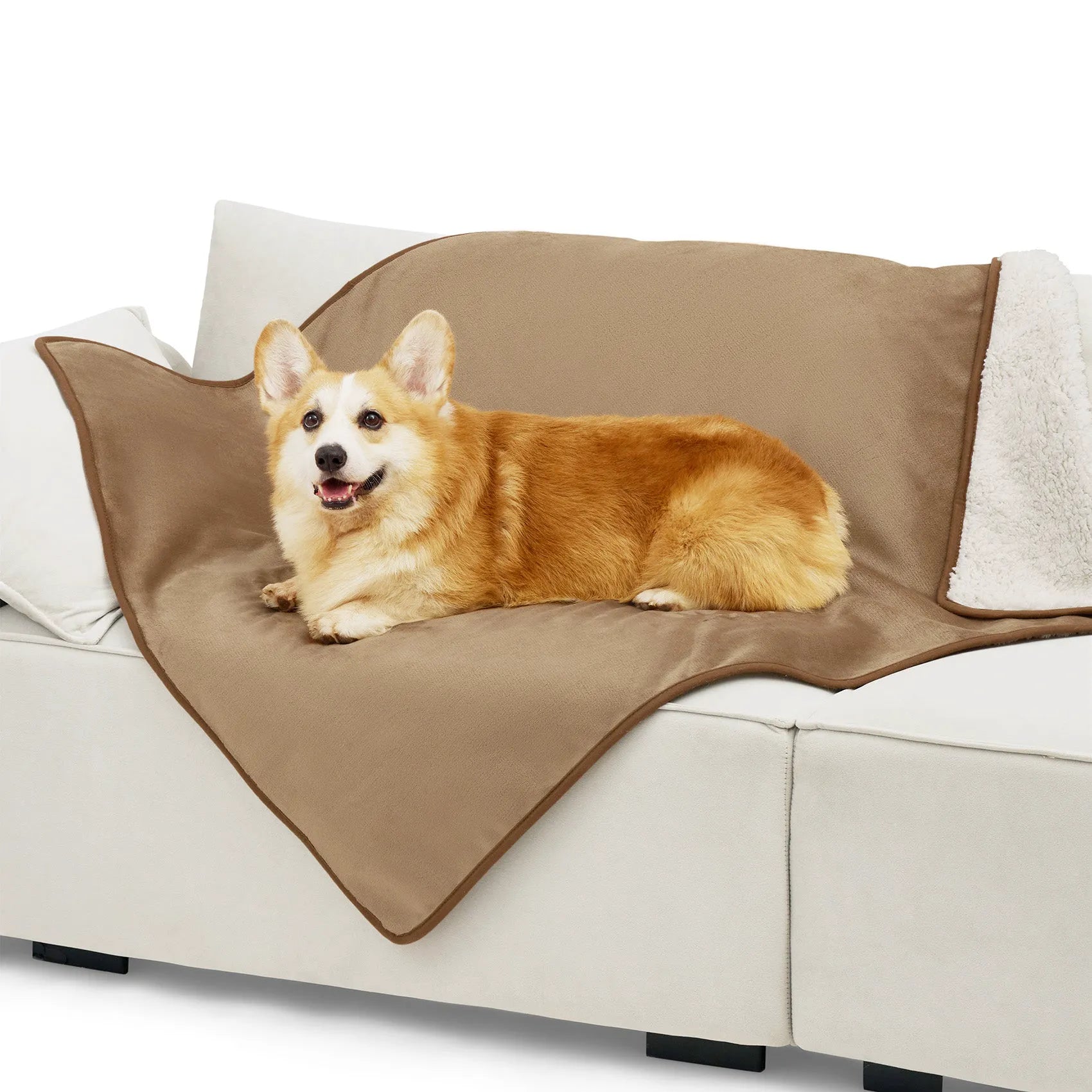 Reversible Sherpa & Microfiber Fleece Dog Blanket