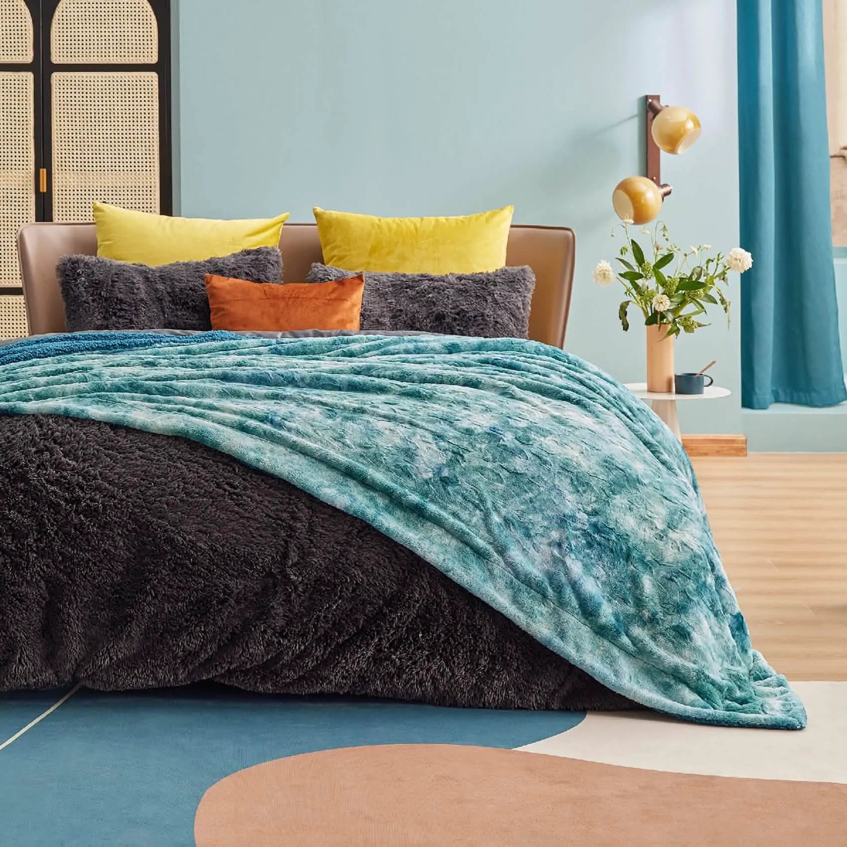 Faux Fur Sherpa Fleece Blanket