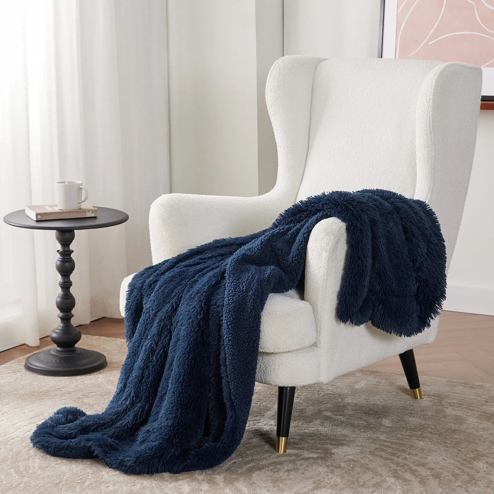 Fuzzy Faux Fur Throw Blanket