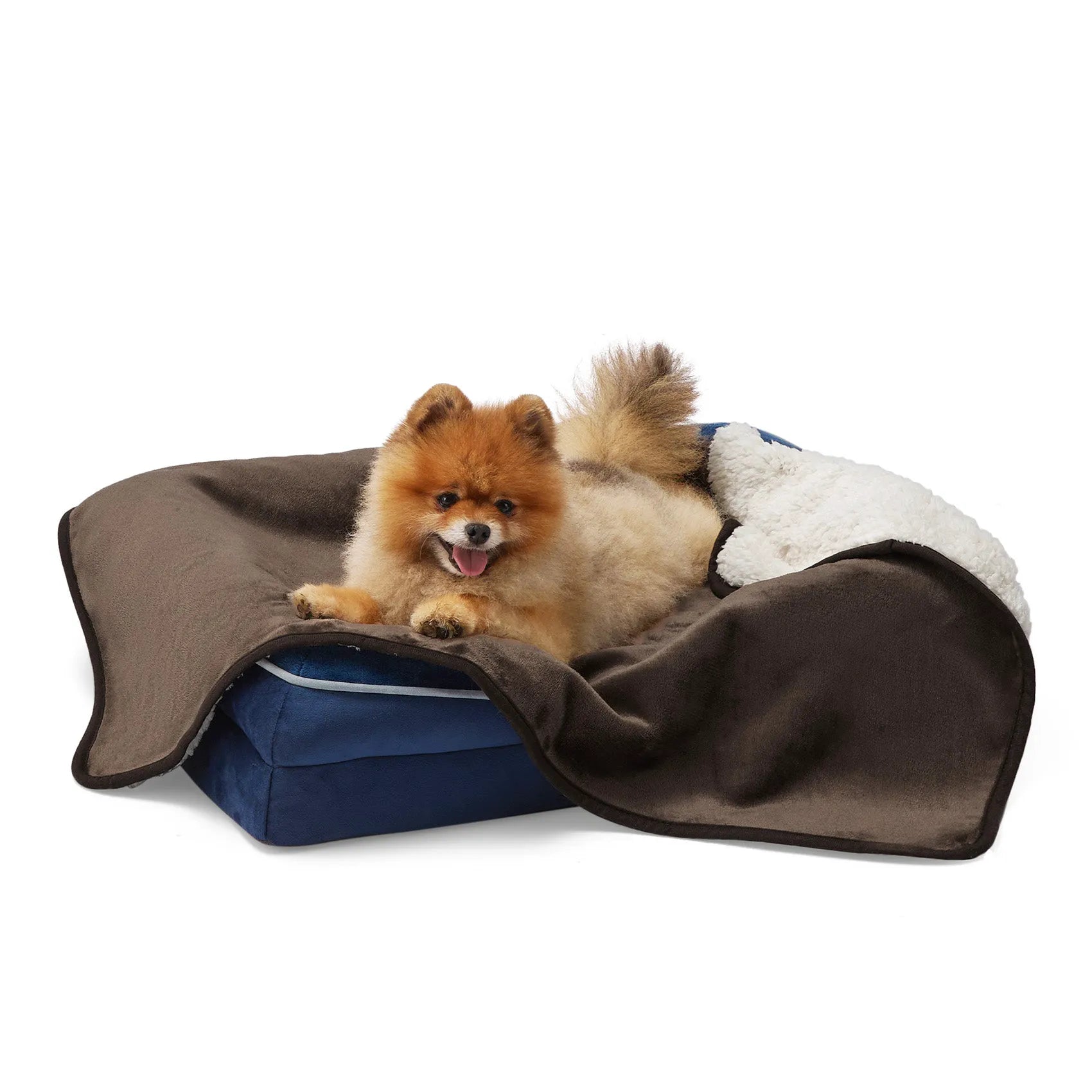 Reversible Sherpa & Microfiber Fleece Dog Blanket