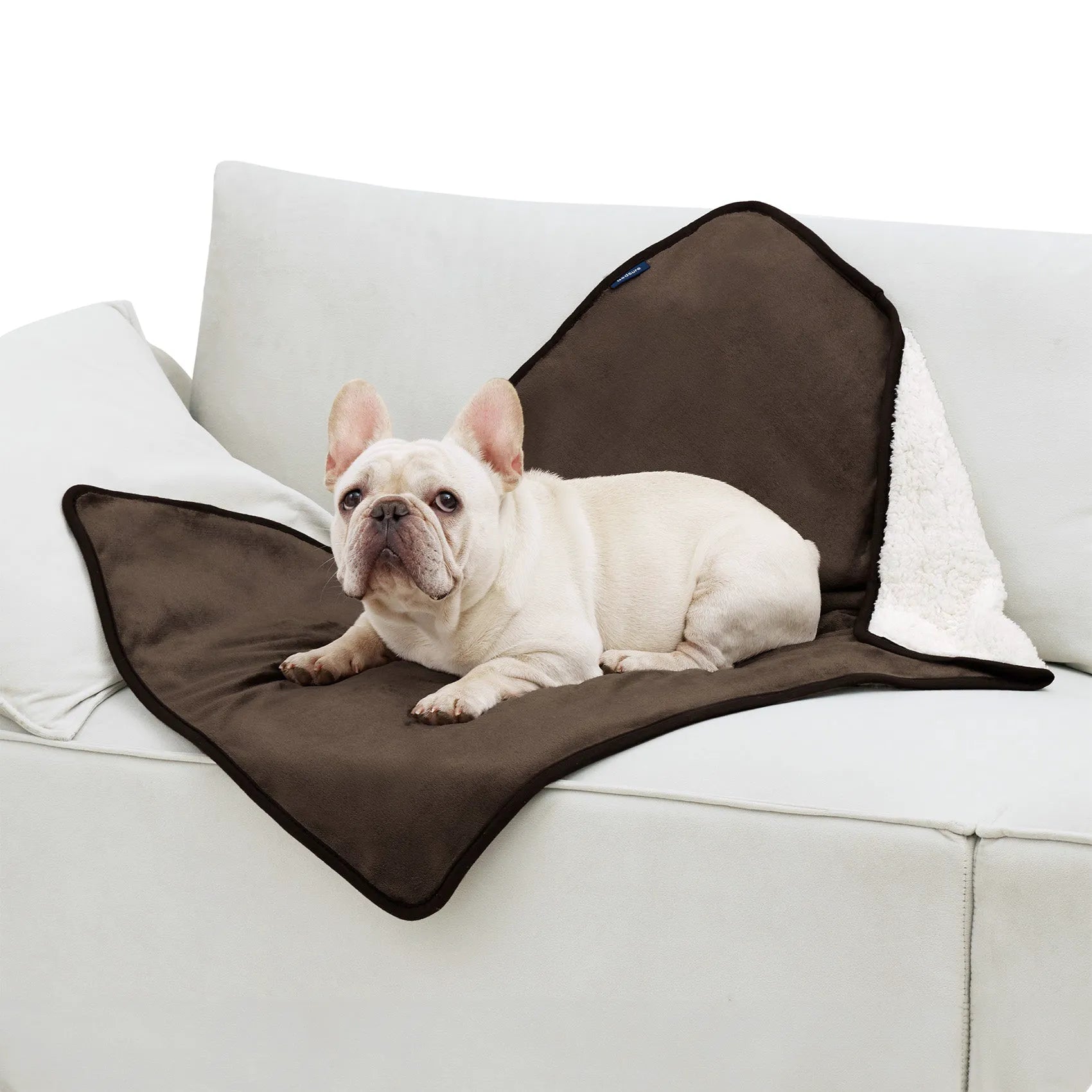 Reversible Sherpa & Microfiber Fleece Dog Blanket
